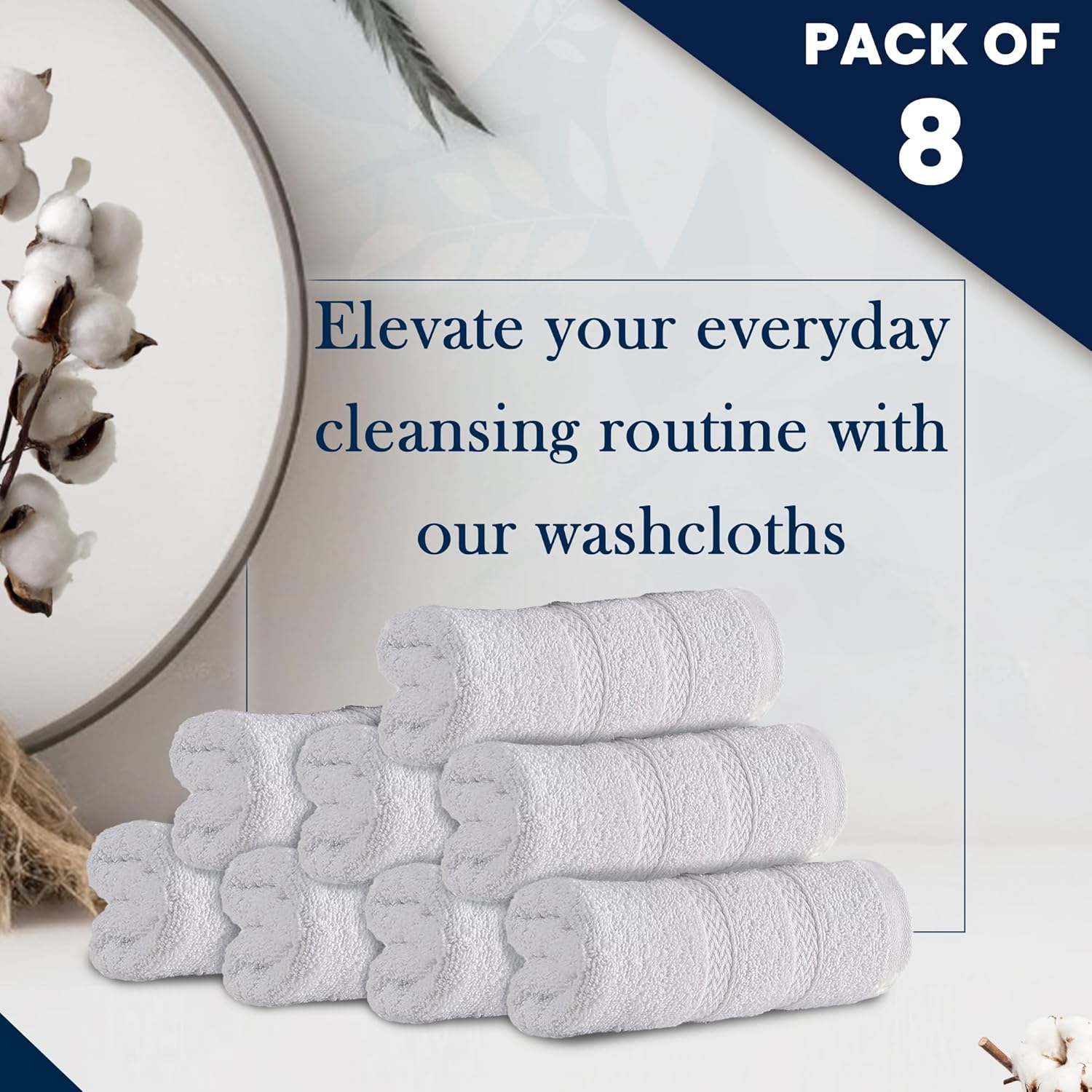 HALLEY Turkish 8 Pack Premium Bath Towels Set