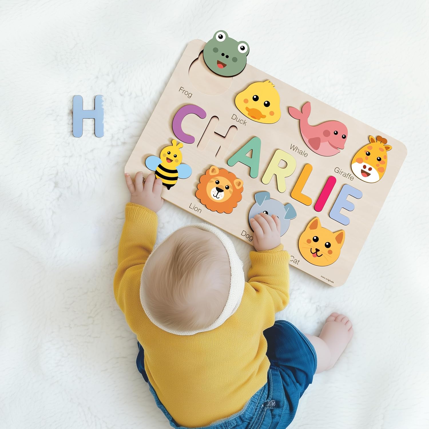 Zuzu Puzzle Personalized Wooden Name Puzzle for Toddlers