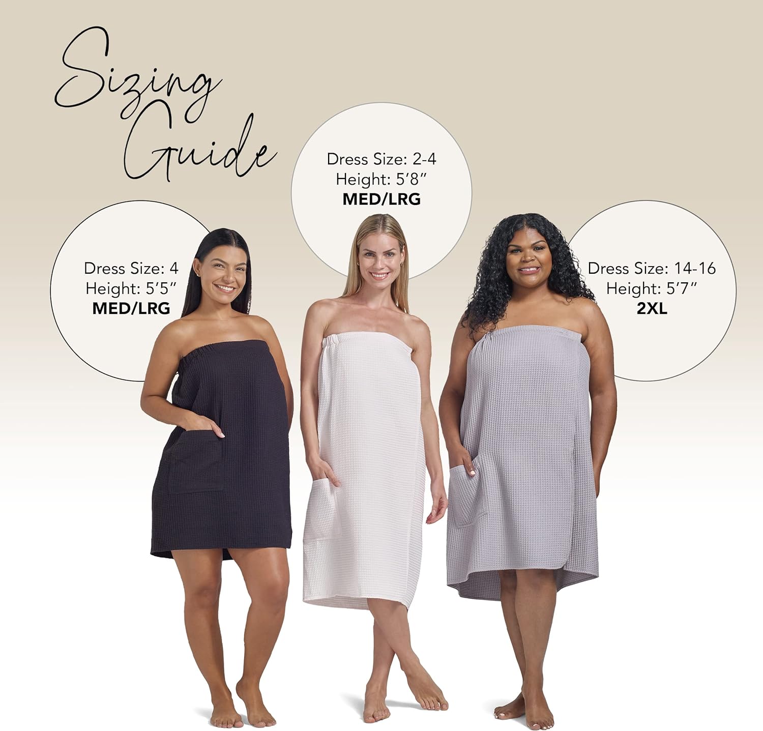 Boca Terry Waffle Bath Wrap for Women - Lightweight Adjustable