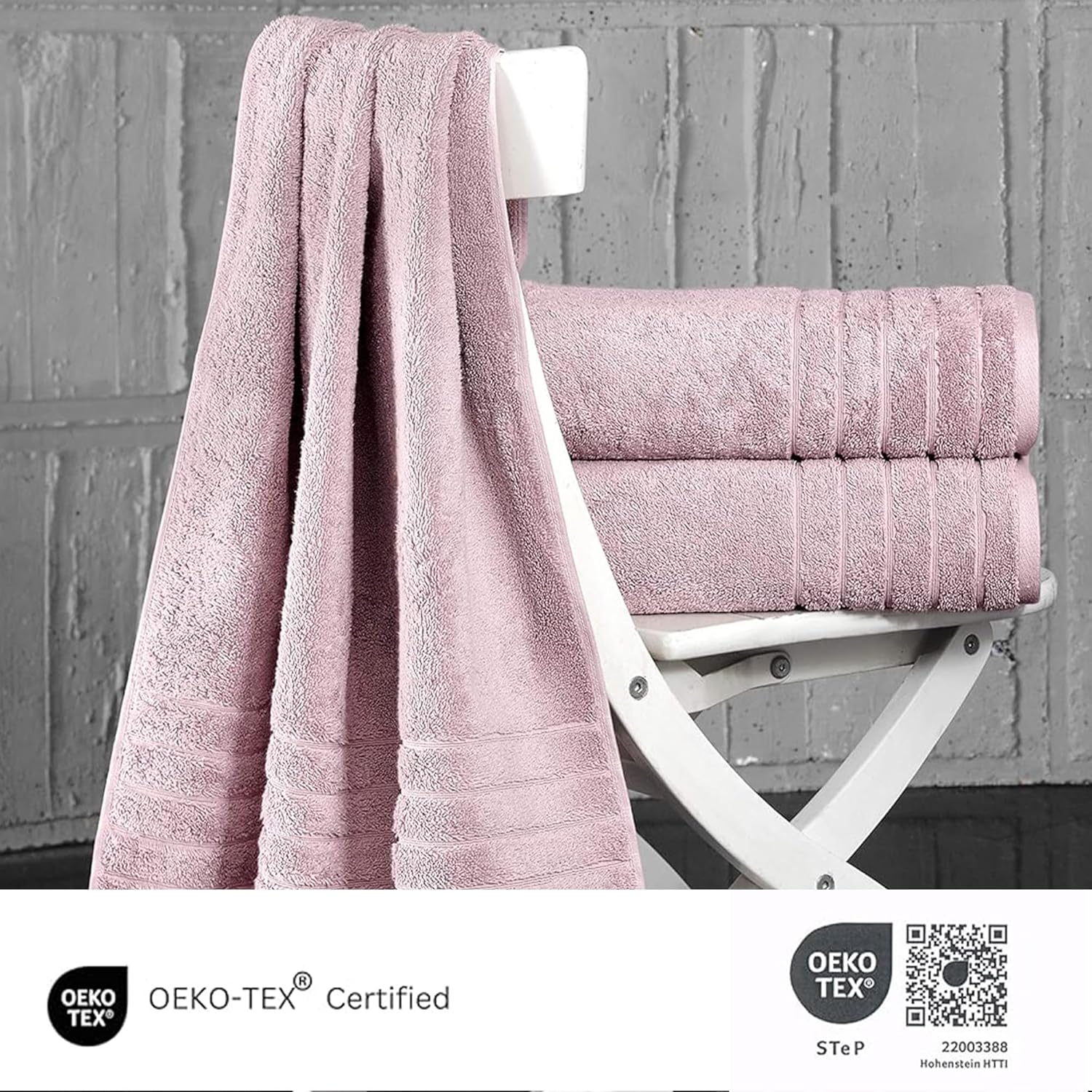 SALBAKOS 3-Piece Turkish Bath Towel Set - 100 Cotton 30x56 Rose