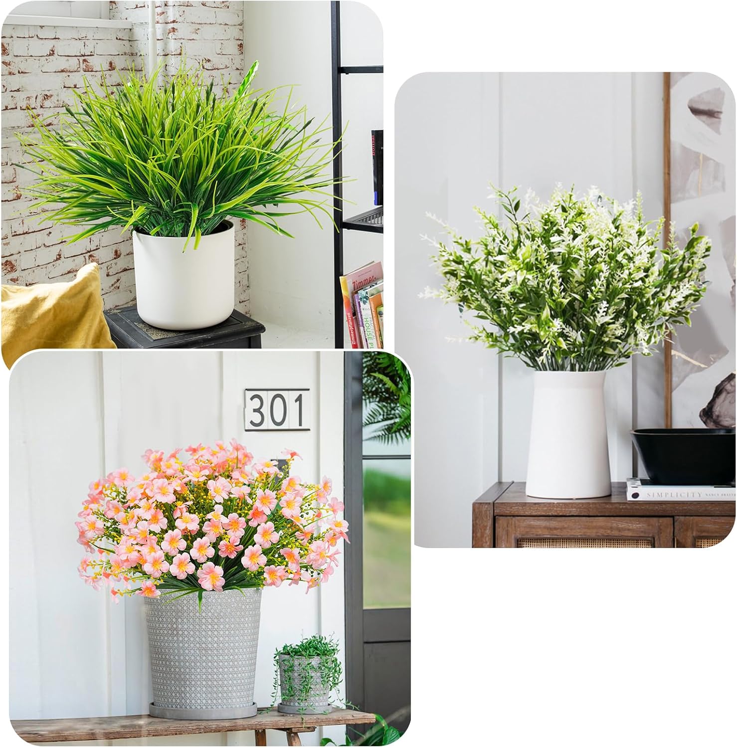 36pcs Mixed Pink Artificial Plants for Outdoor Decor