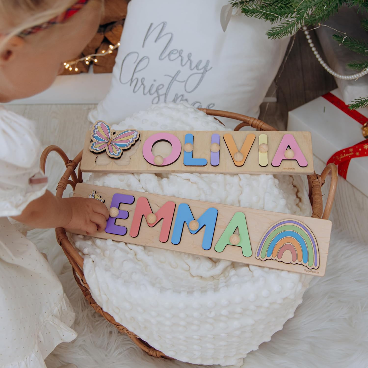 Personalized Wooden Name Puzzle with Pegs for Baby
