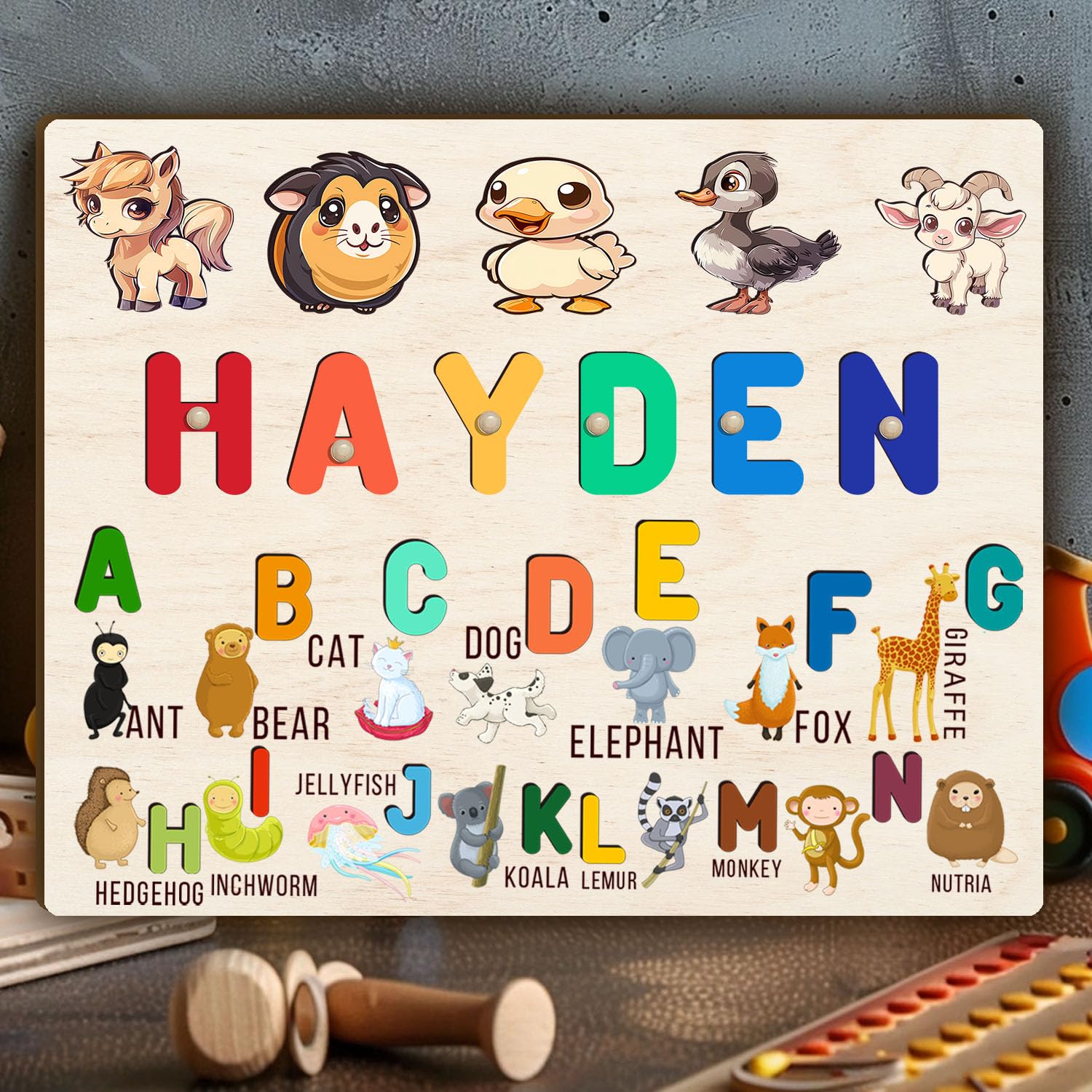 Personalized Wooden Name Puzzle for Baby 1-3 Years