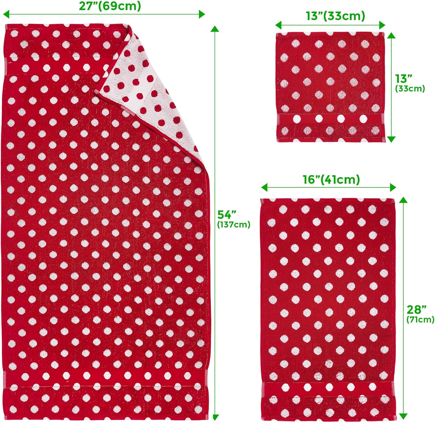 Beachland Reversible Polka Dot Bath Towel Set - 8 Pack