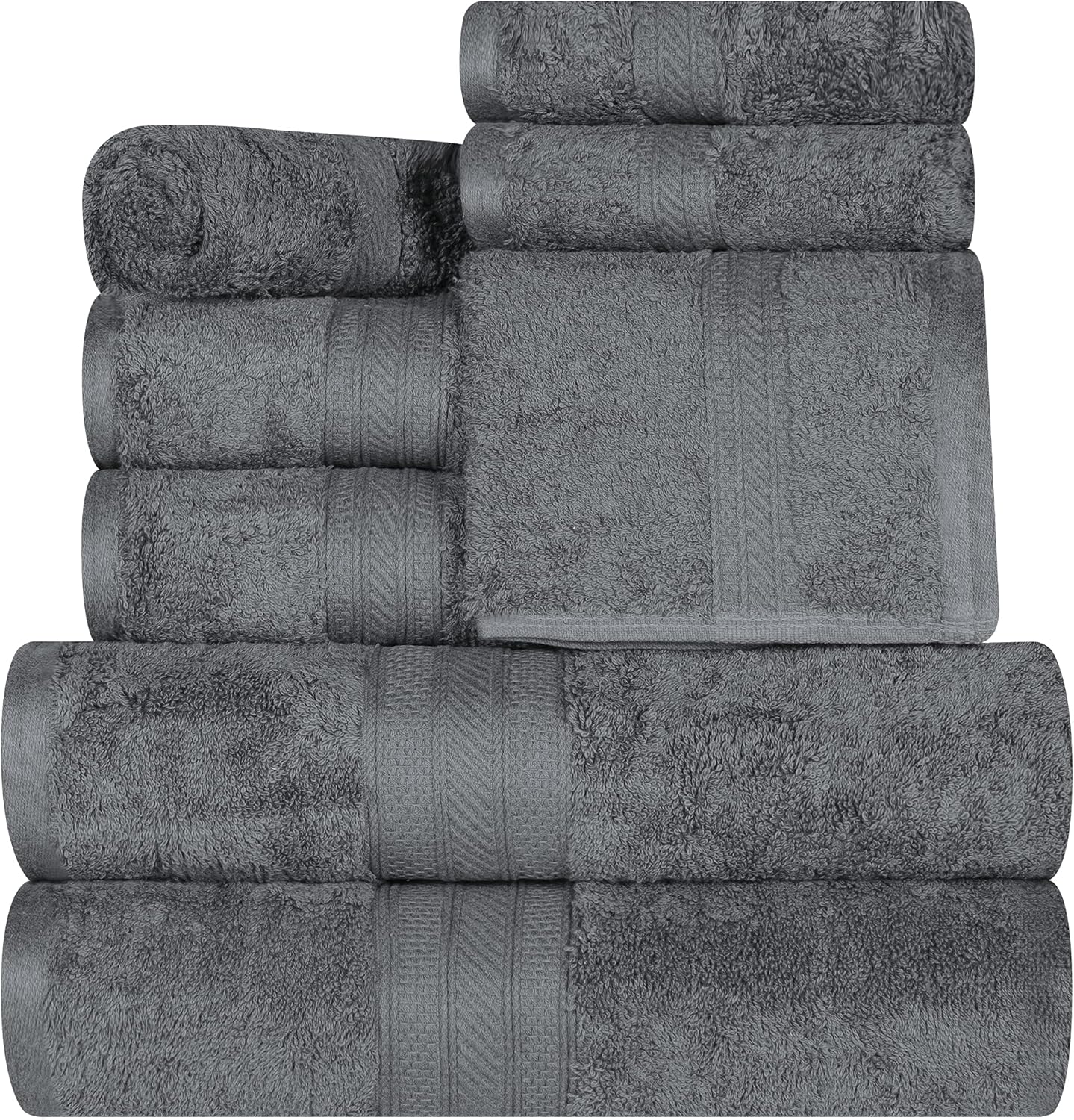 Superior 8-Piece Cotton Towel Set - Grey