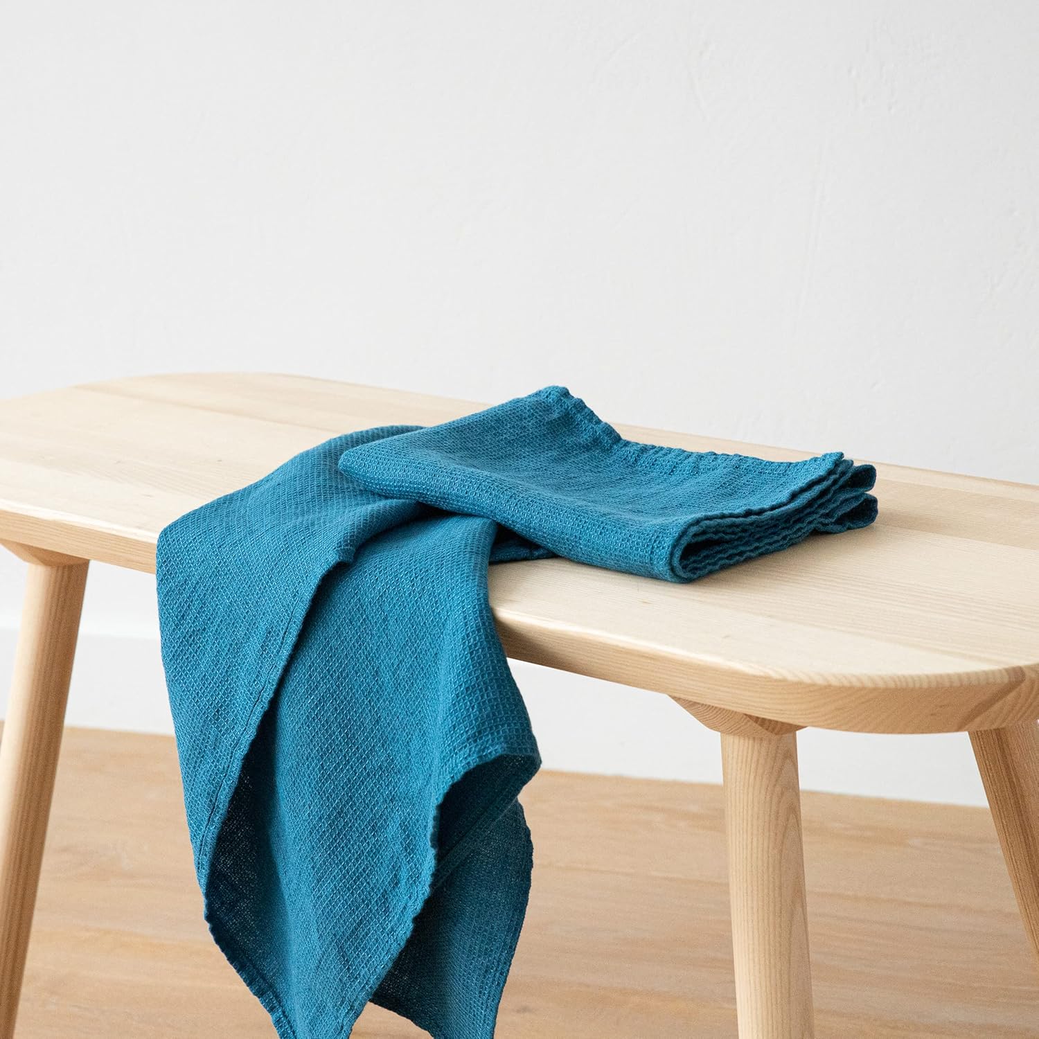 LinenMe Waffle Towel Set of 2 Sea Blue 50x70cm