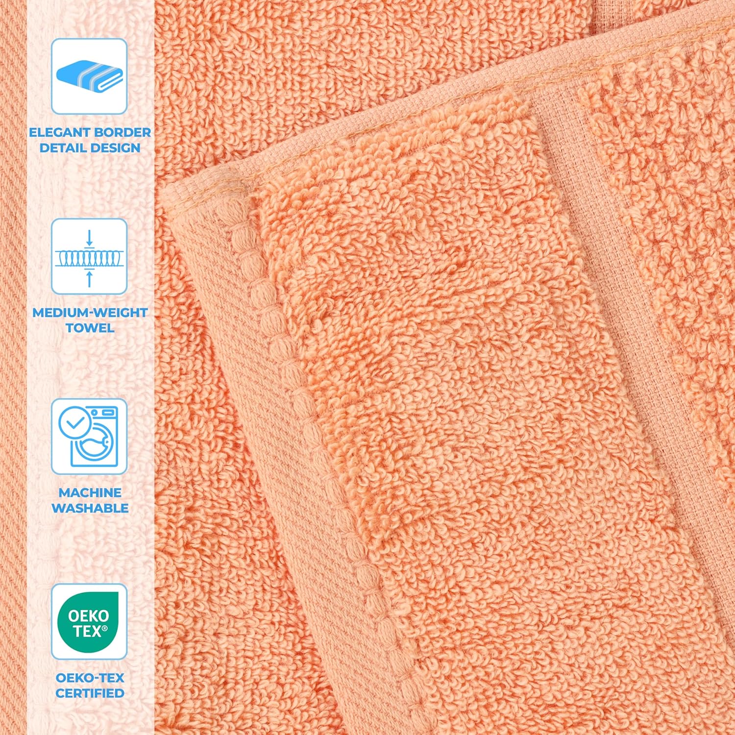 Superior Mile Smart Twist Viscose Cotton Blend Towels Set of 6 Peach