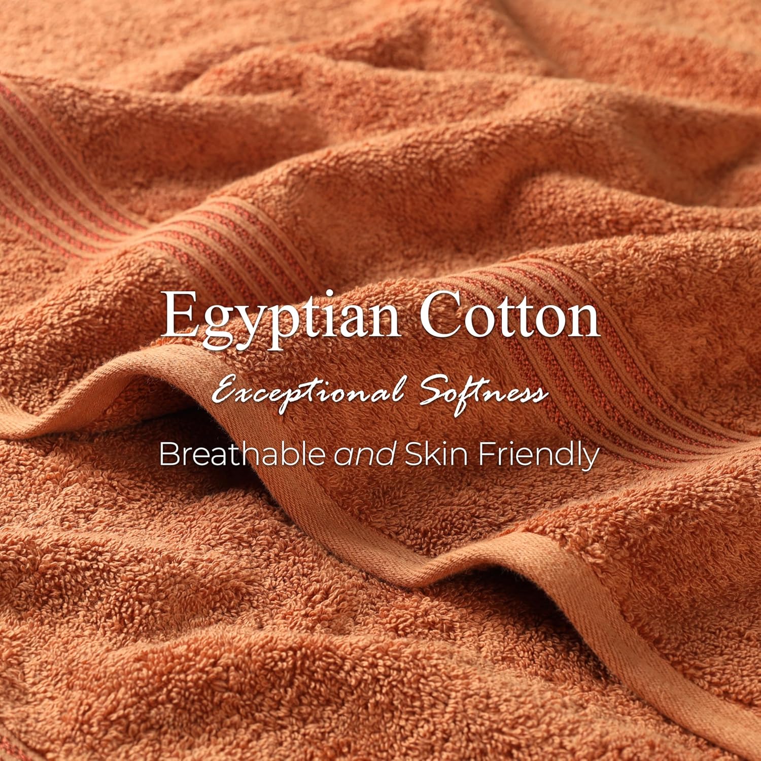 Superior Egyptian Cotton 6-Piece Towel Set Caramel Brown
