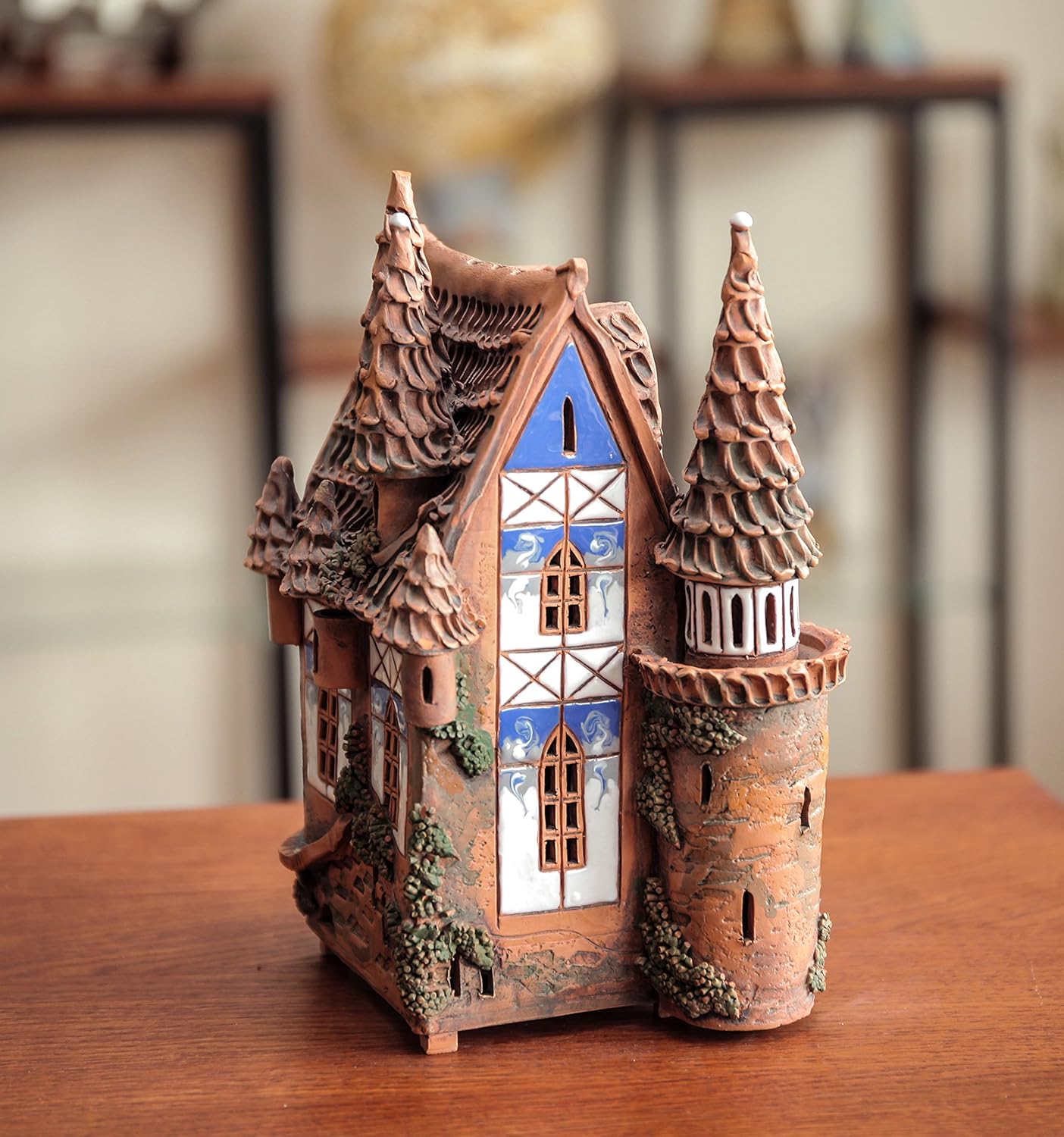 Midene Handmade Ceramic Tealight Candle Holder Fantasy Light House