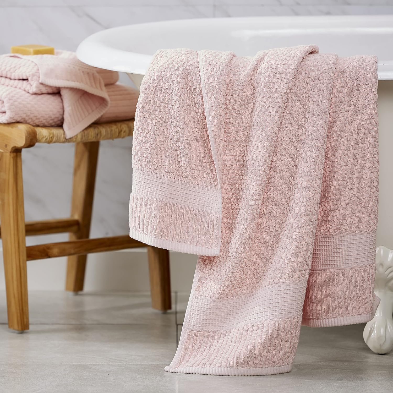 NY Loft 100 Cotton Bath Towel Set 4 Pack Light Pink