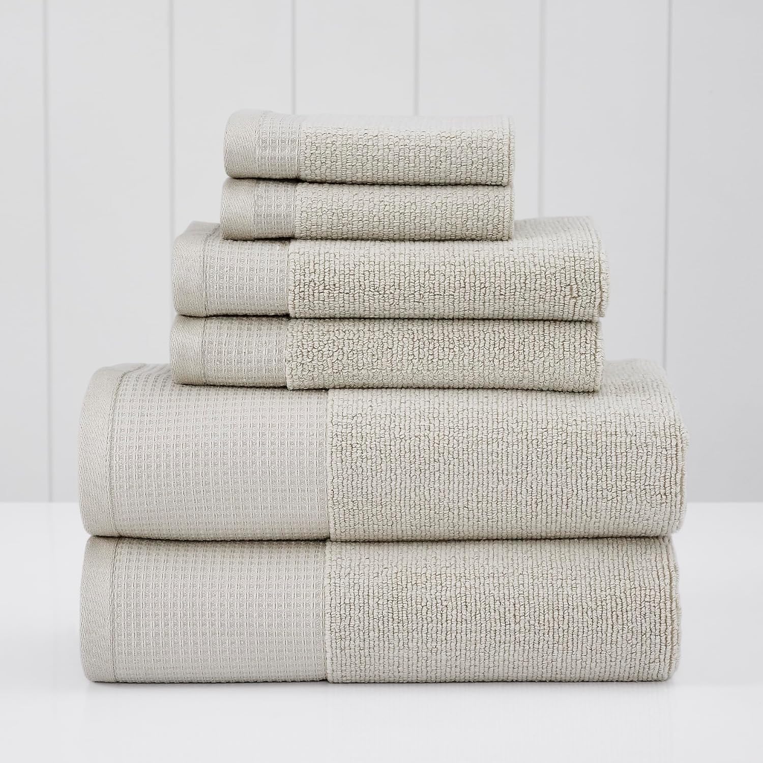 Modern Threads Waffle-Rib Towel Set 6 Piece Taupe