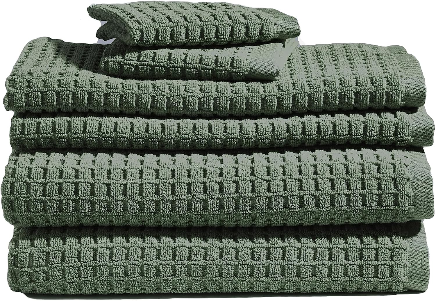 DKNY Quick Dry Cotton Towel Set - 2 Bath 2 Hand 2 Washcloths Moss