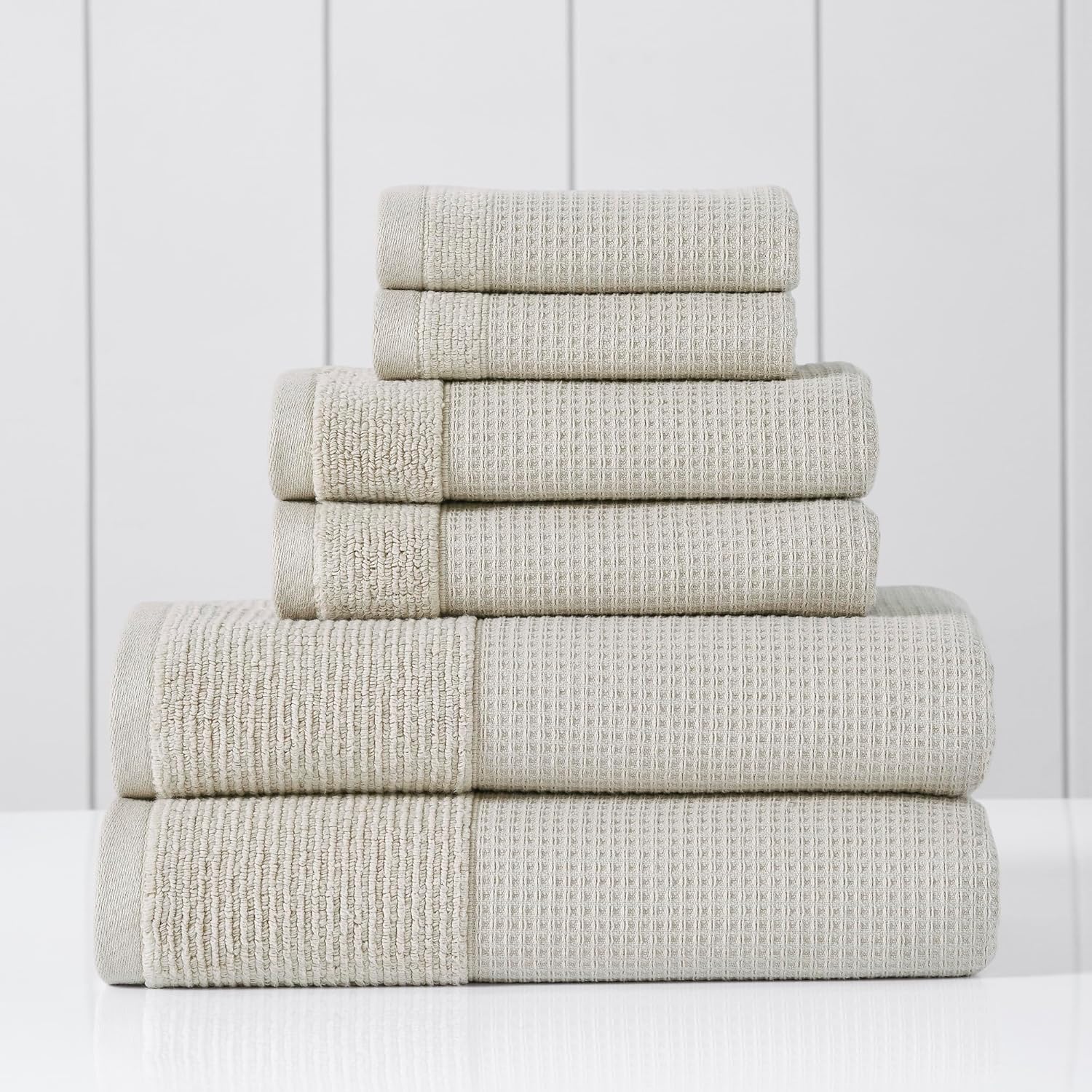 Modern Threads Waffle-Rib Towel Set 6 Piece Taupe