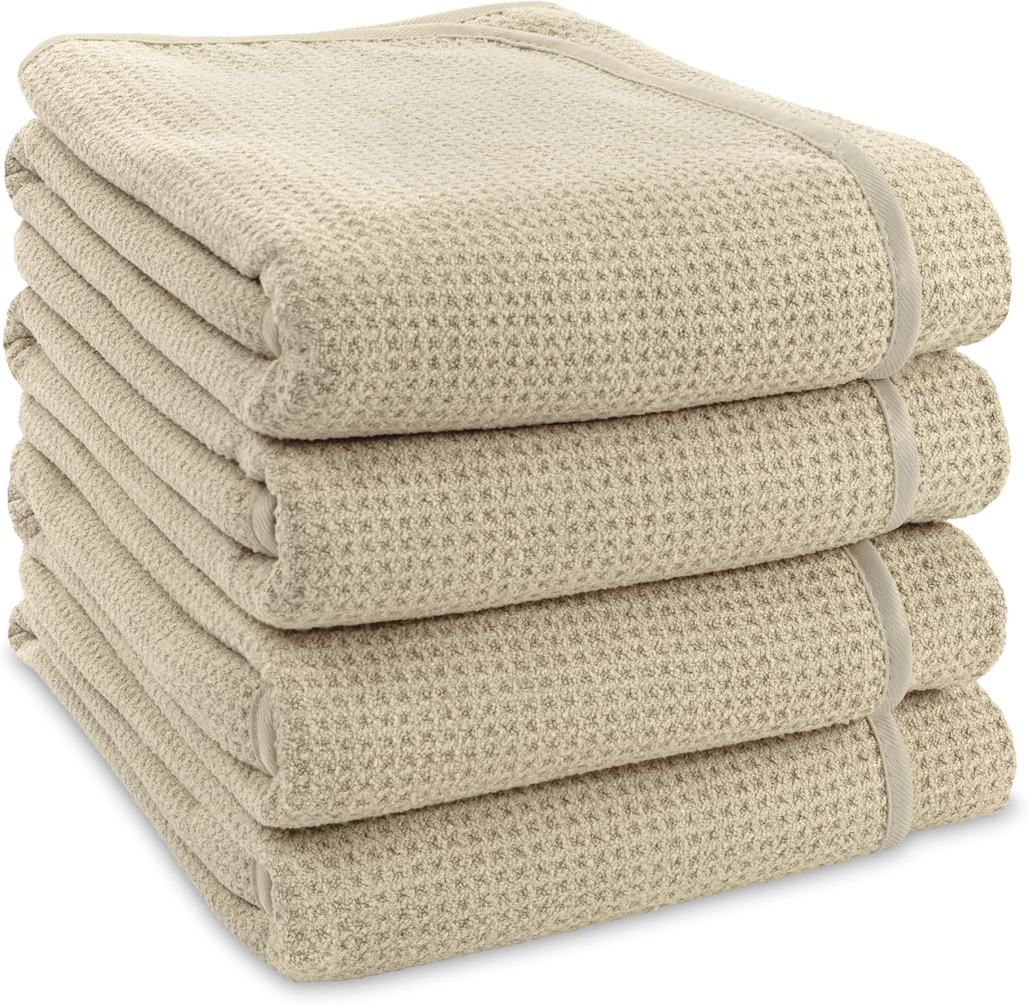 ST INC Premium Waffle Bath Towels 4 Pack Tan