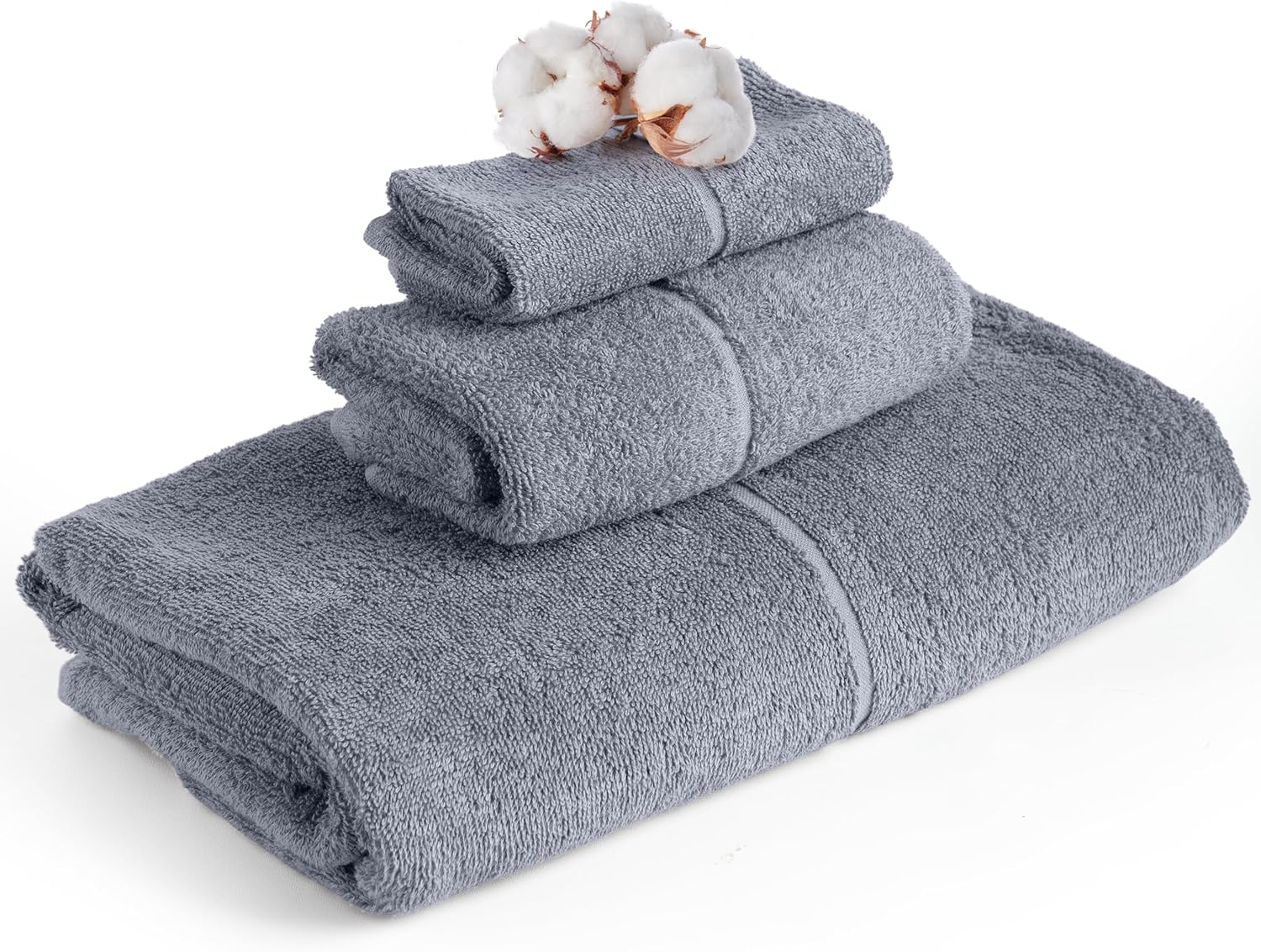 LKM Turkish Cotton Bath Towel Set 3 Piece Grey Luxury Towels