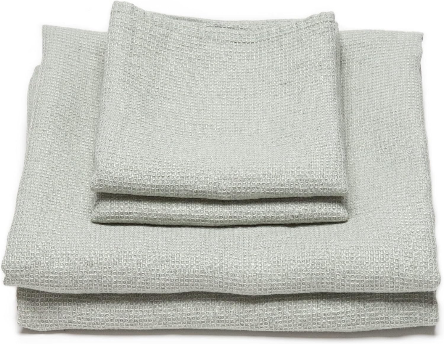 LinenMe Linen Towel Set Waffle Sea Foam 1