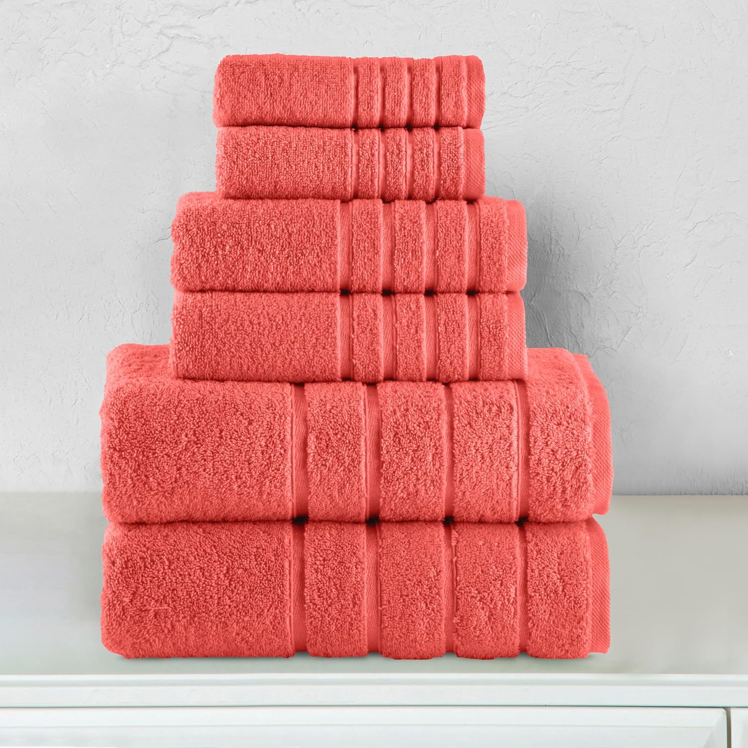 Elegant Comfort 4 Lines Viscose Stripe 6-Piece Luxury Towel Set