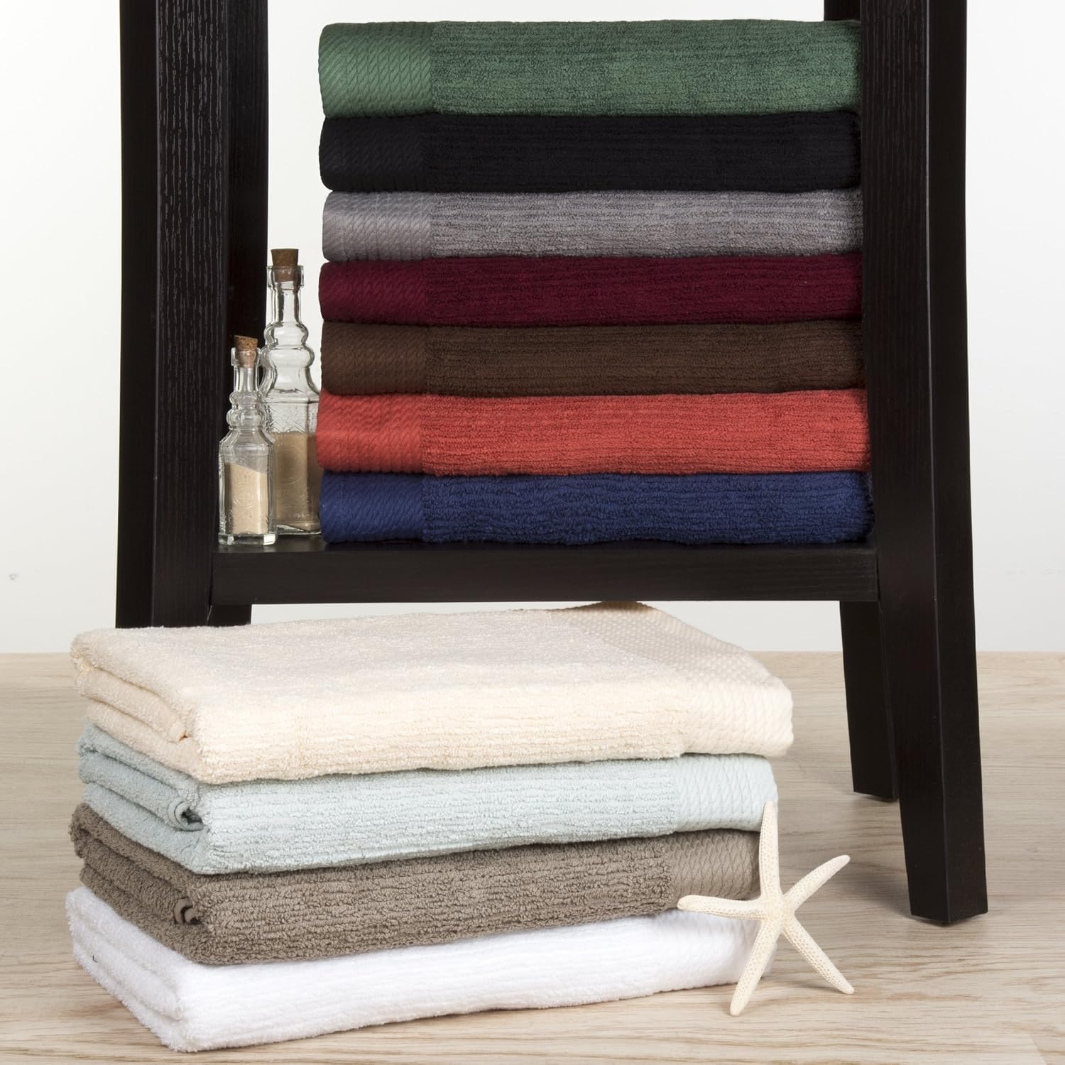 10-Piece Bath Towel Set - Silver Luxury Cotton Towels