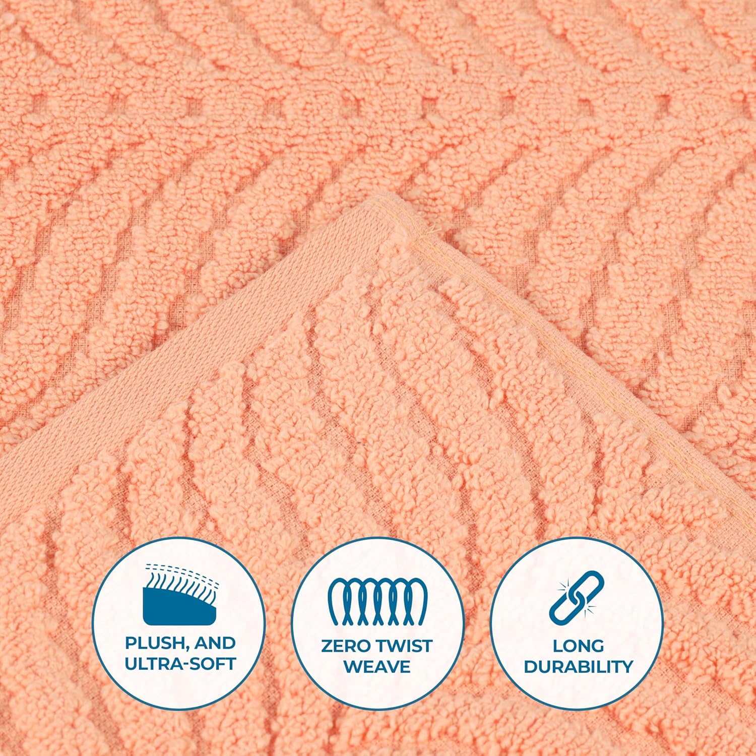 Superior Cotton Chevron 3-Piece Towel Set - Peach
