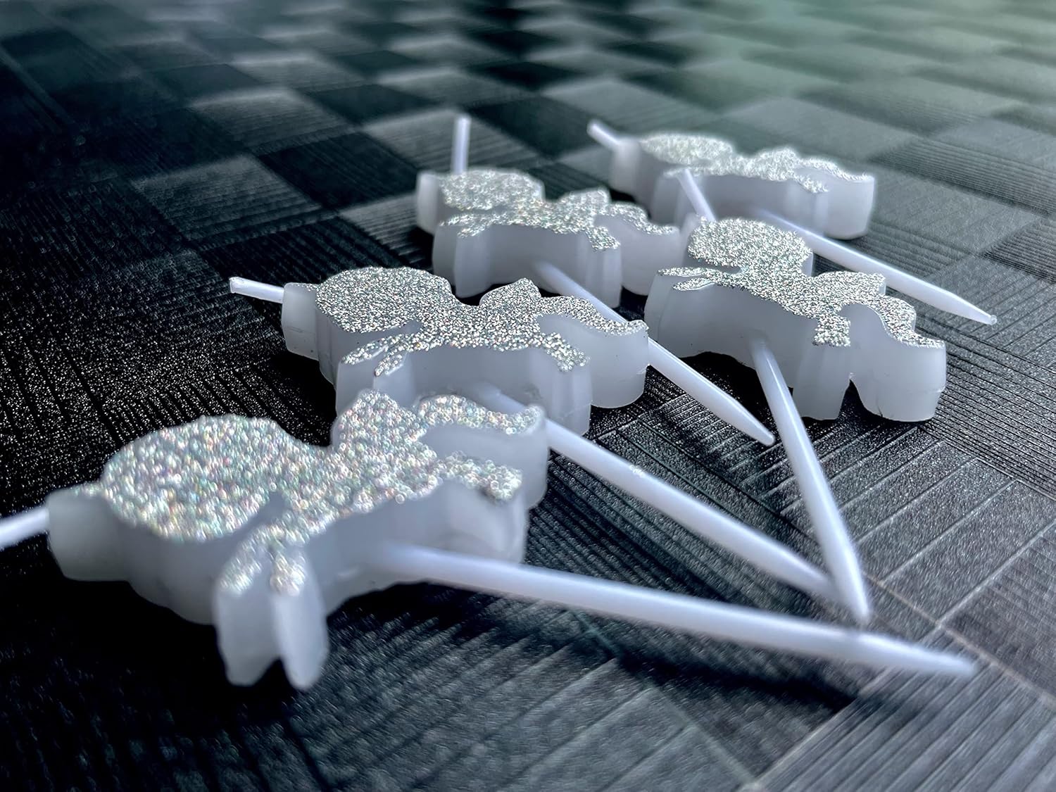 Magical Horned Horse Birthday Candles with White Glitter