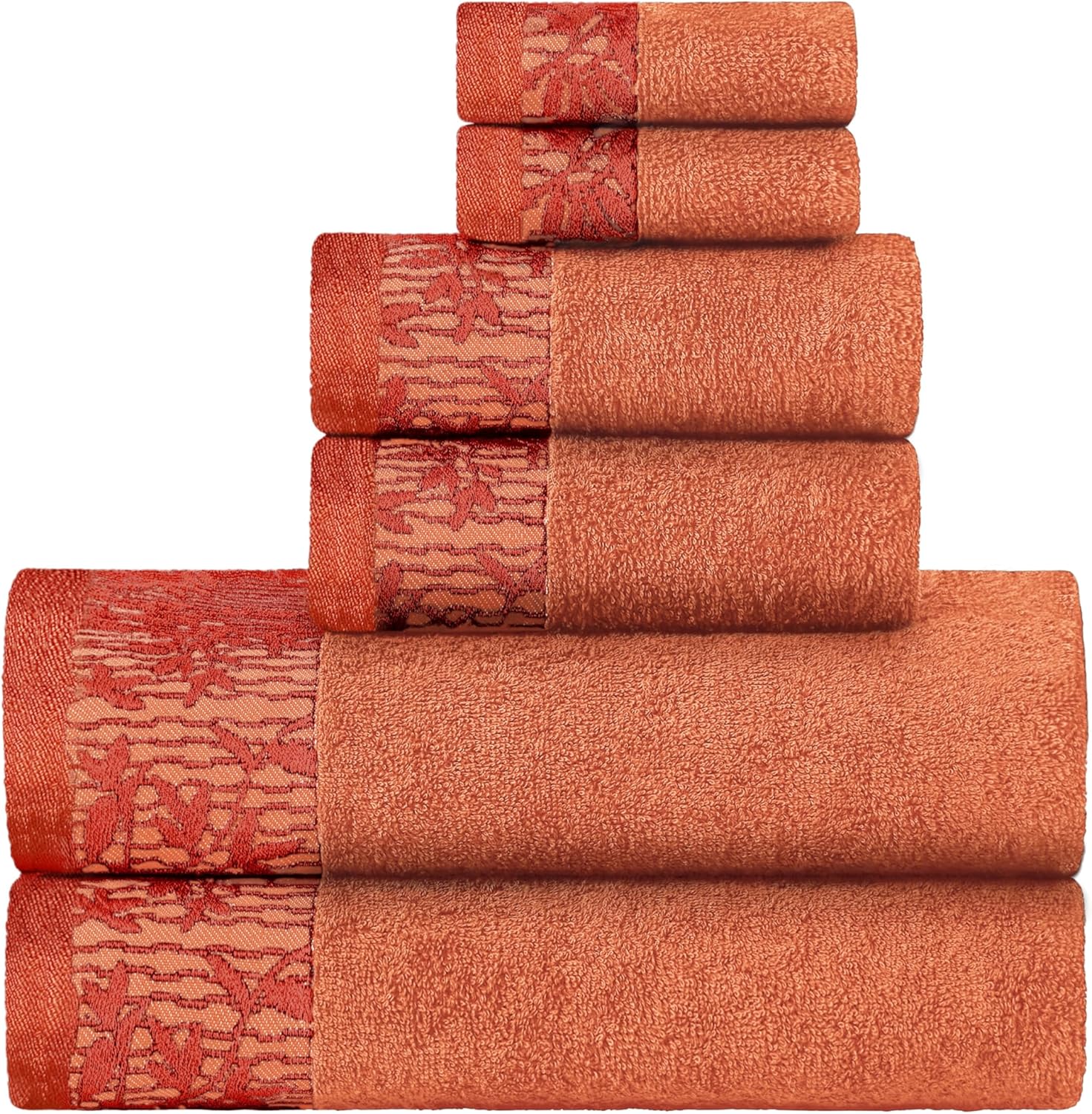 Superior 6 Piece Cotton Towel Set with Floral Border