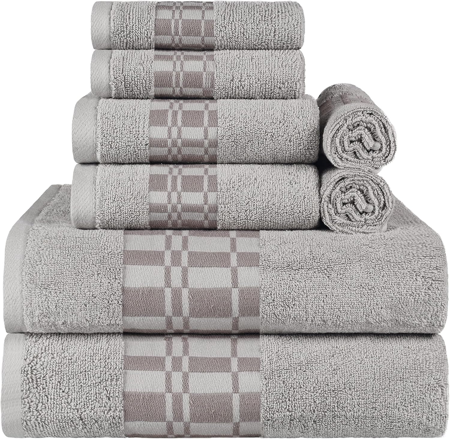 Superior 8-Piece Cotton Towel Set with Chrome Design