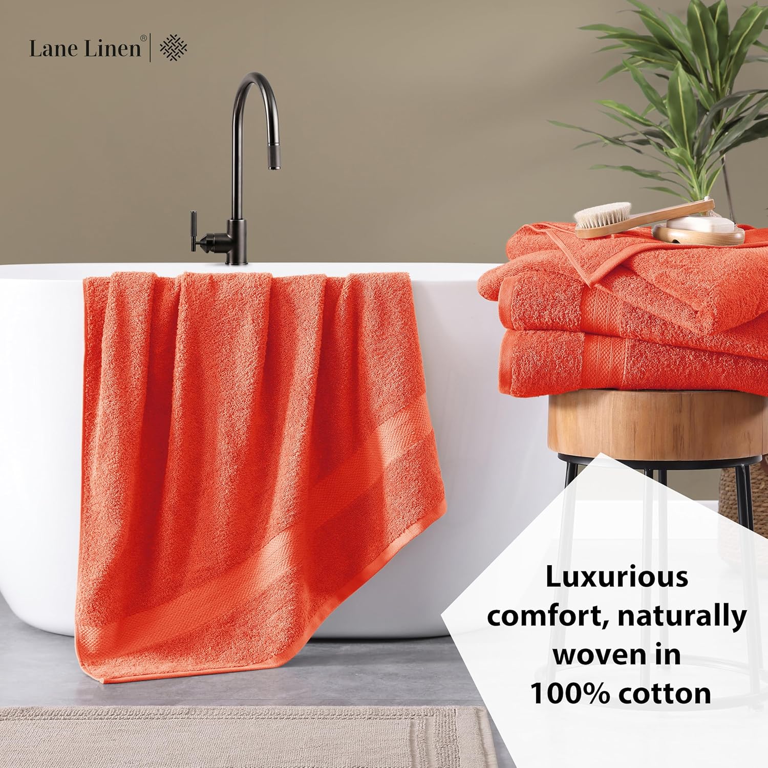 LANE LINEN 100 Cotton Bath Towel Set 4 Pieces
