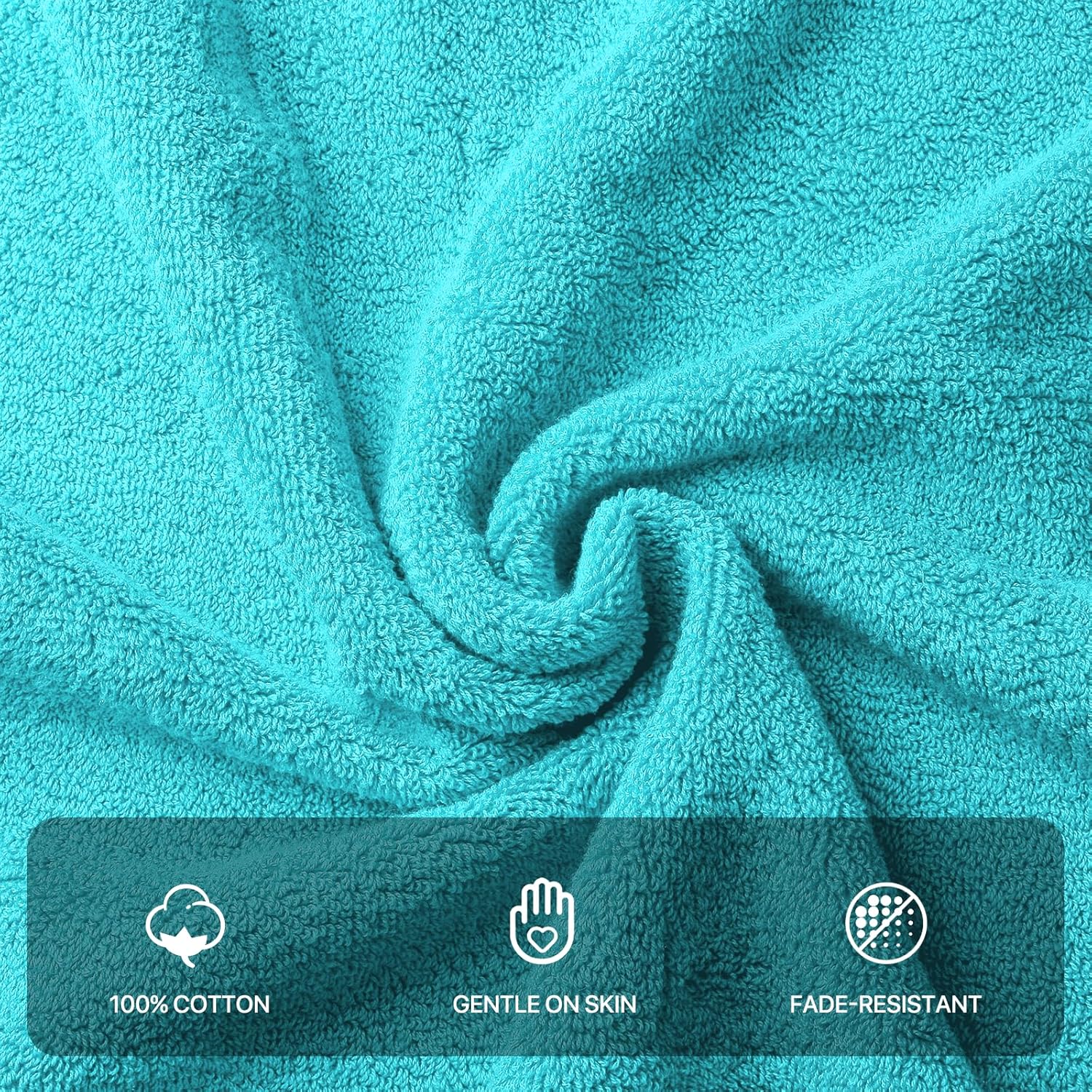 MoNiBloom 8-Piece Cotton Bath Towel Set - Turquoise