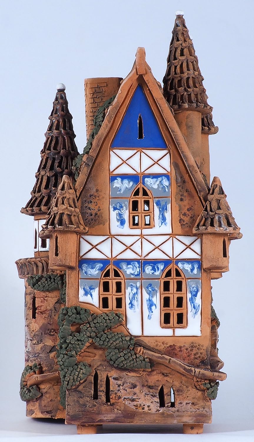 Midene Handmade Ceramic Tealight Candle Holder Fantasy Light House