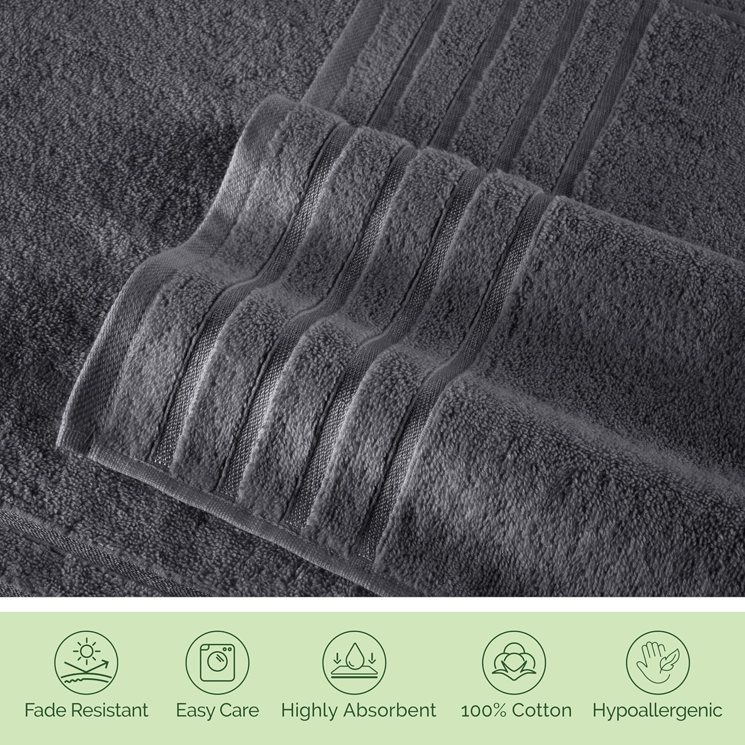 Elegant Comfort 6-Piece Viscose Stripe Towel Set - Gray