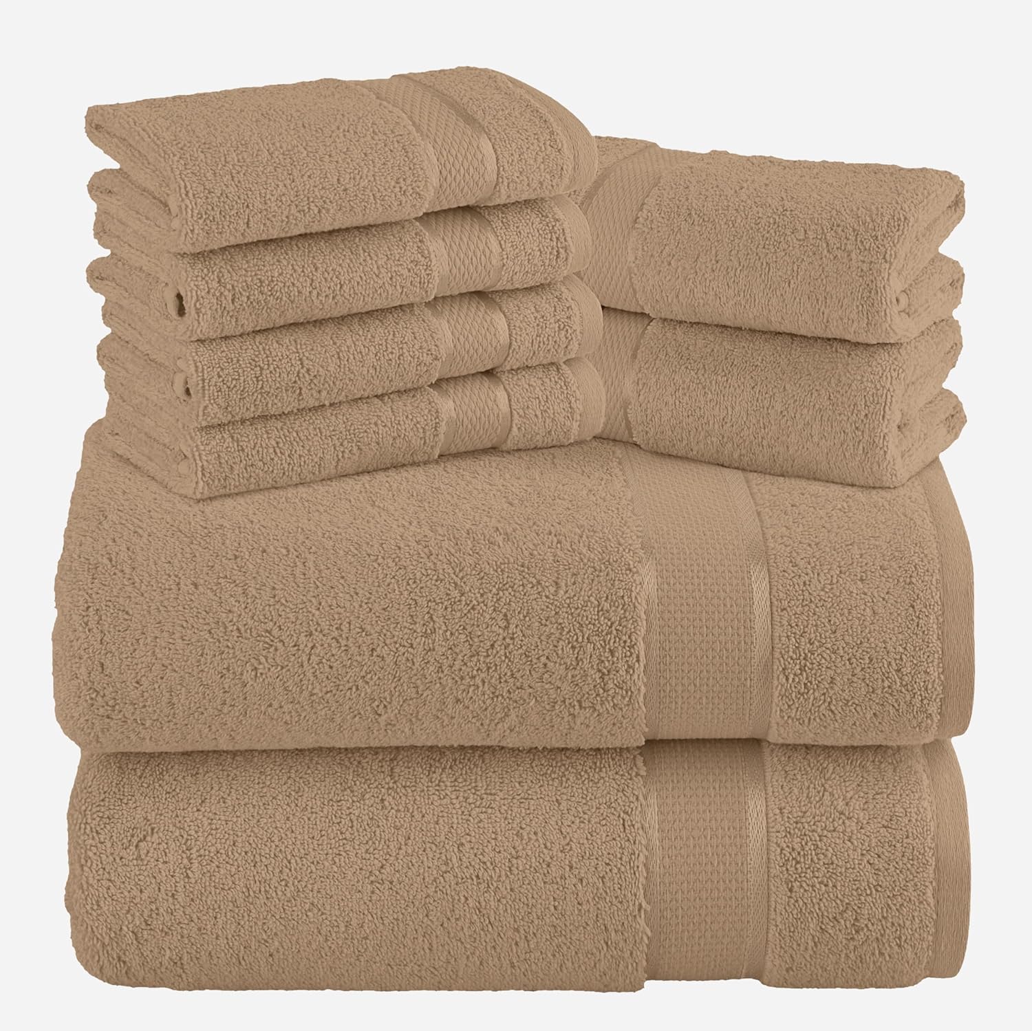 Elegant Comfort Premium Cotton 8-Piece Towel Set in Taupe