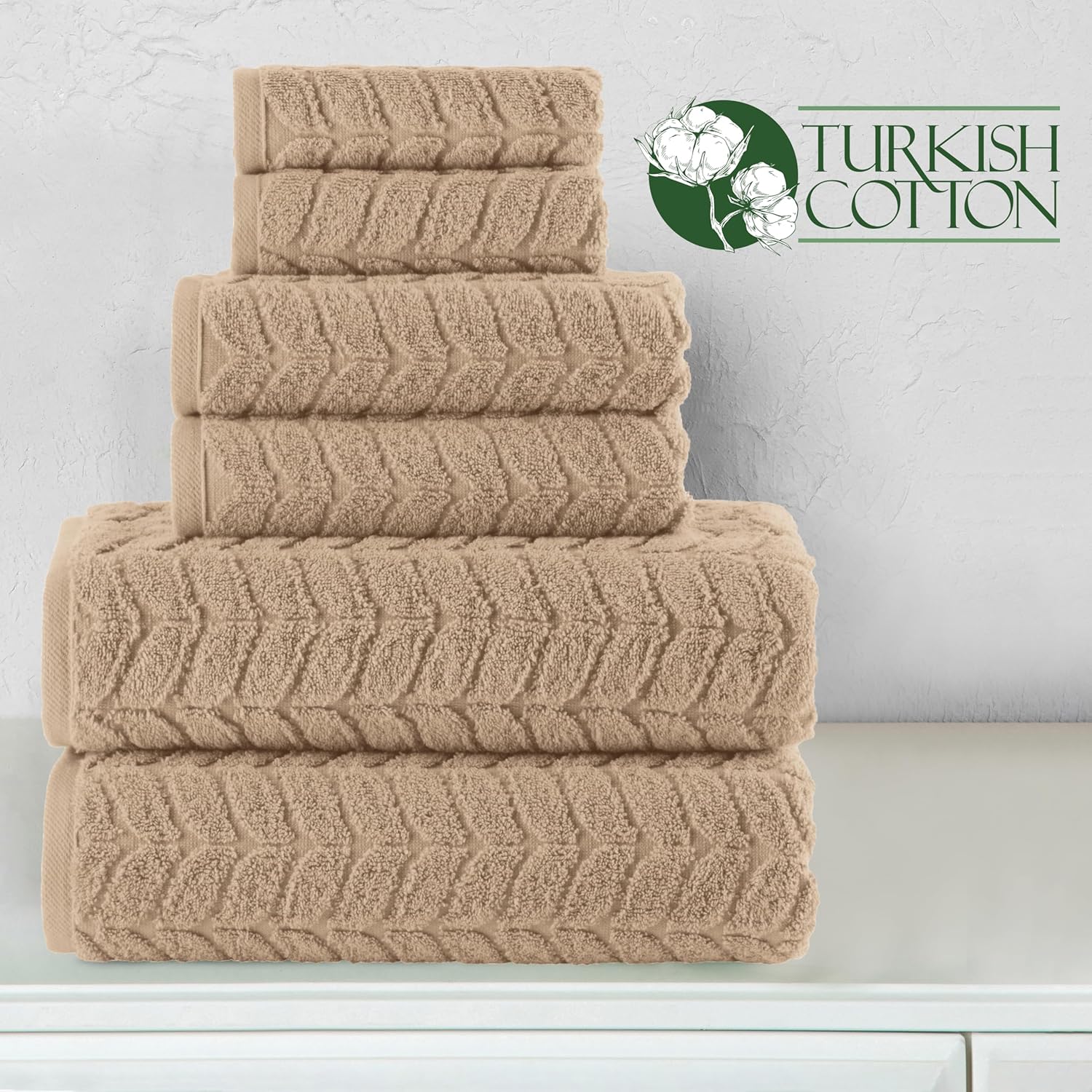 Elegant Comfort 6-Piece Turkish Cotton Towel Set - Taupe