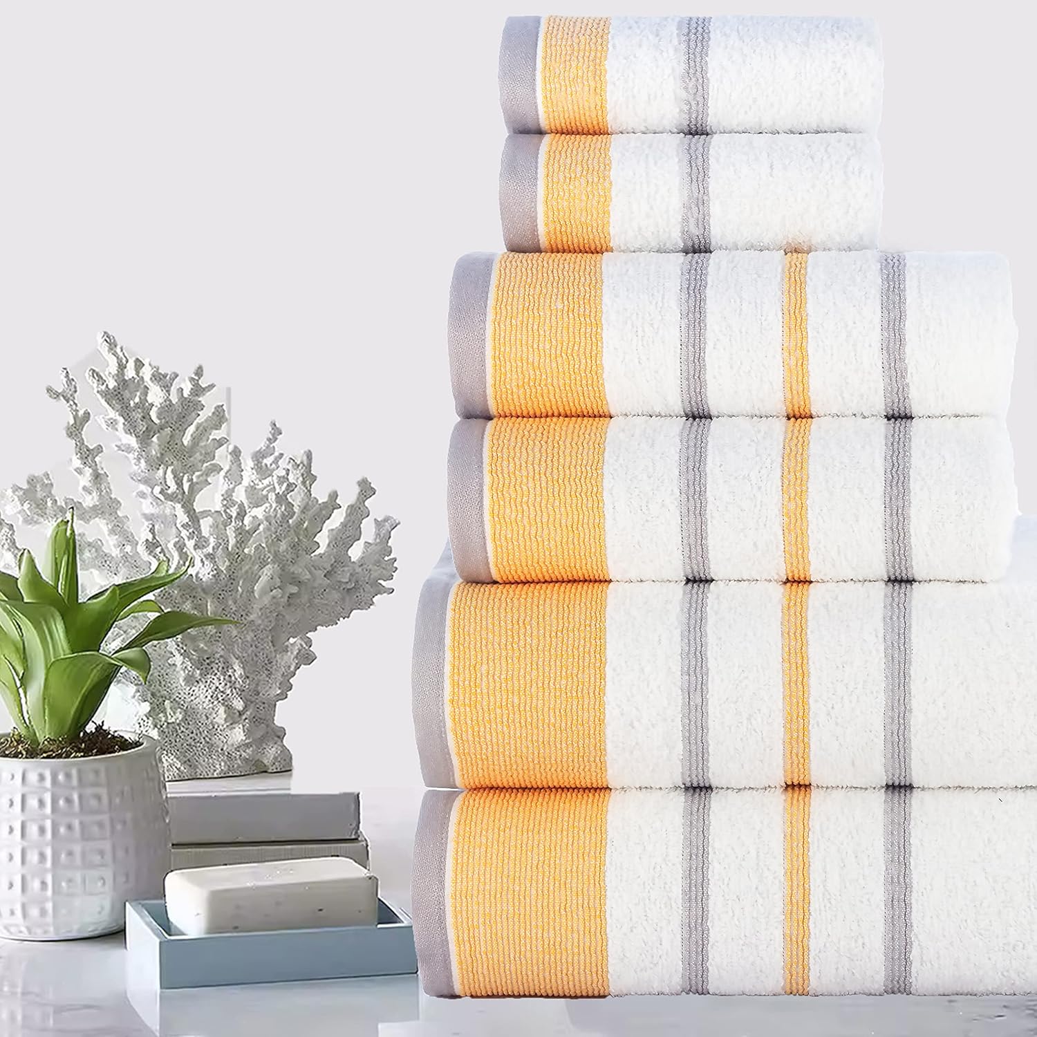 CASA COPENHAGEN White Bay 6 Piece Towel Set