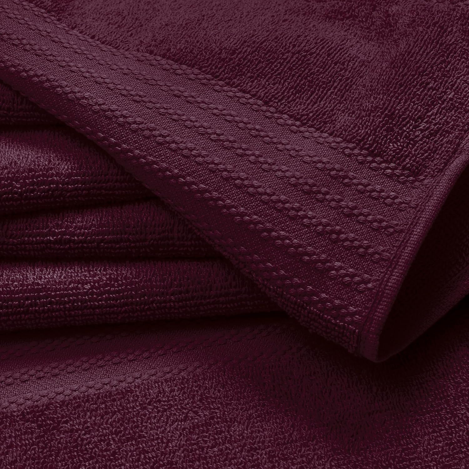 GLAMBURG Premium Cotton 4 Pack Bath Towel Set - Burgundy