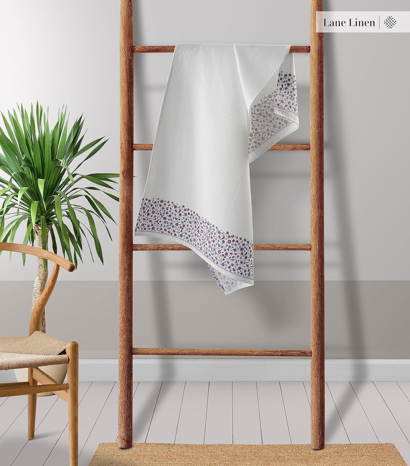 Lane Linen 4-Piece Waffle Towel Set - 28x54 White Bath Towels