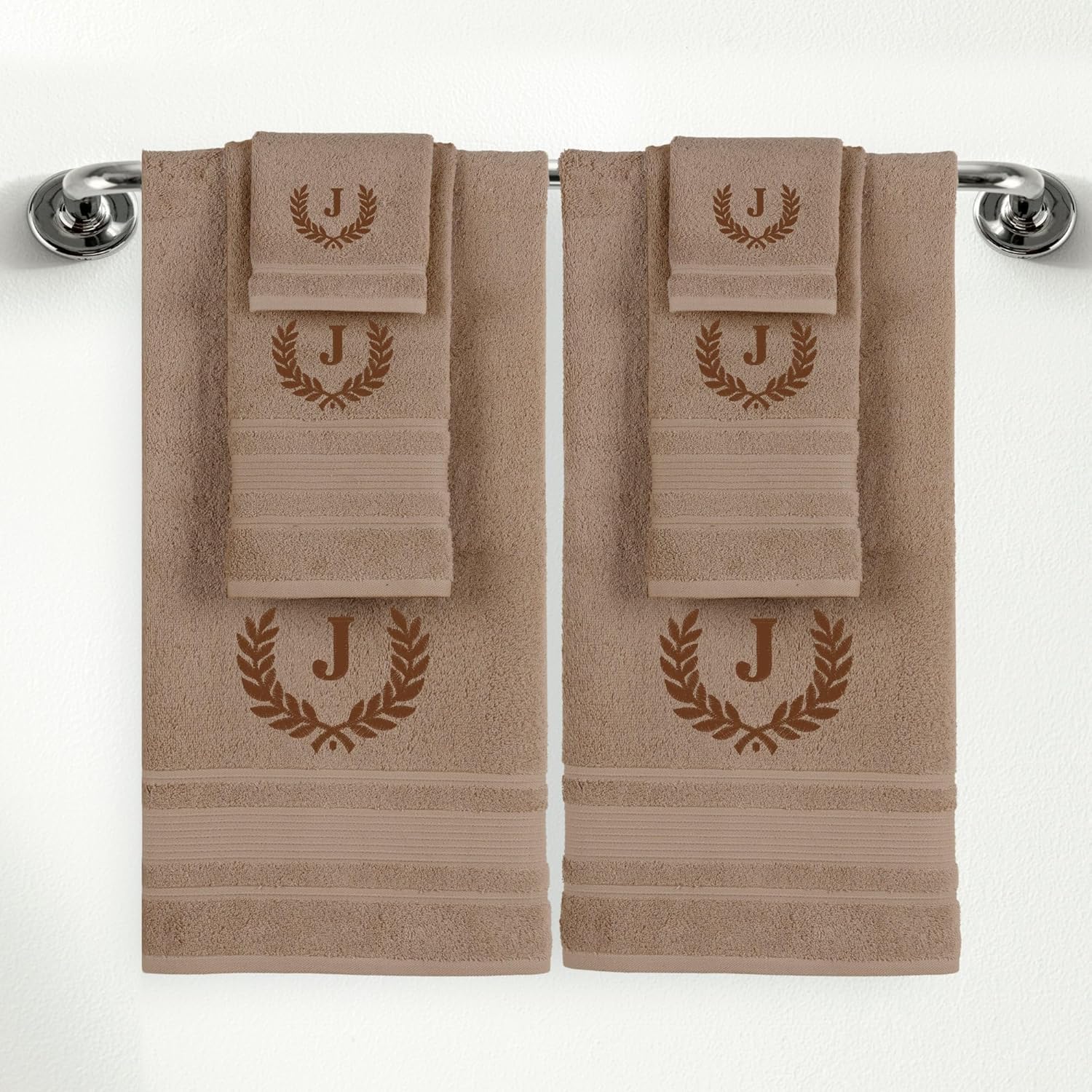 Ephesos Personalized Brown Towel Set - 6 Piece Monogrammed