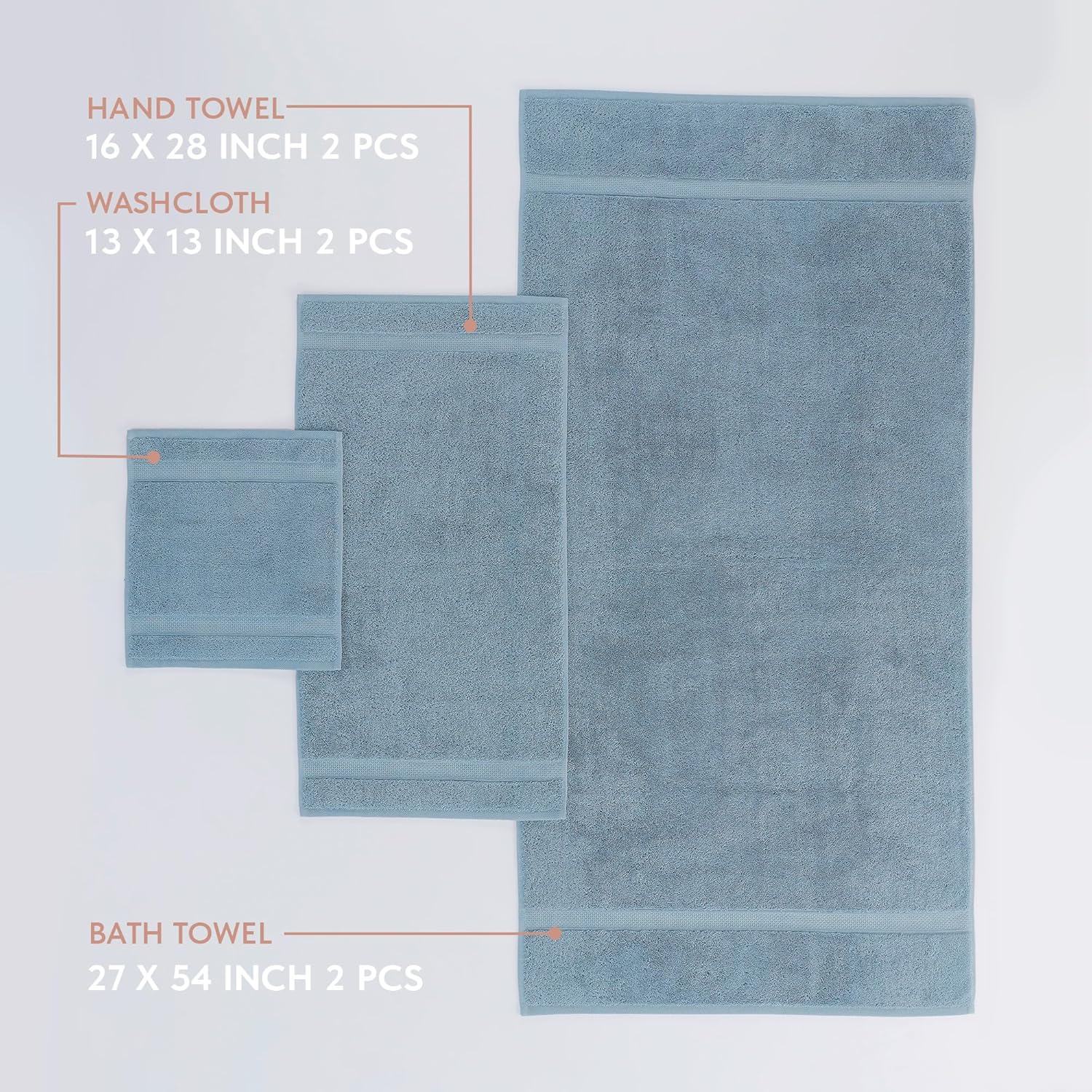 TrendShine Indigo 100 Turkish Cotton Towel Set of 6
