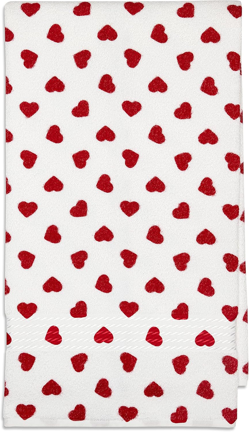 Cackleberry Home Red Hearts Bath Towels Set of 2