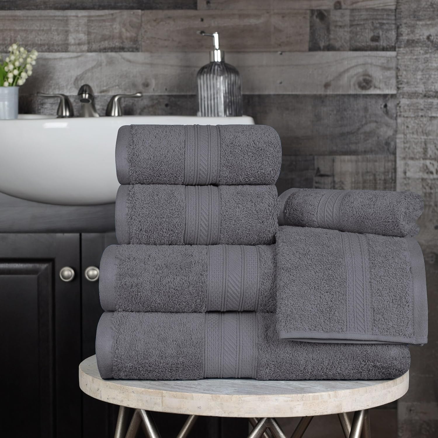 BLUENILEMILLS 700 GSM 6-Piece Cotton Towel Set Grey