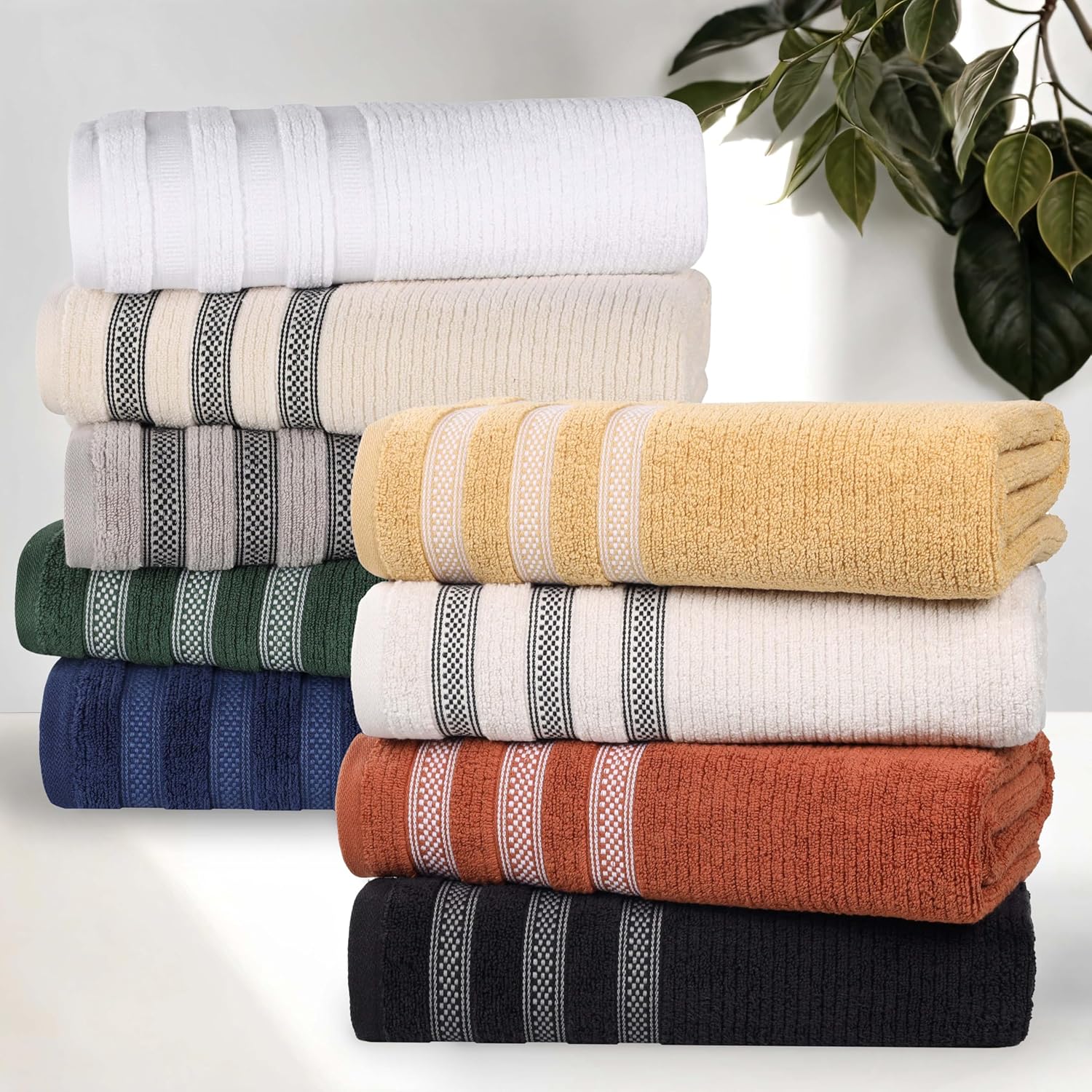 Superior Cotton 8-Piece Towel Set Zero Twist Rust