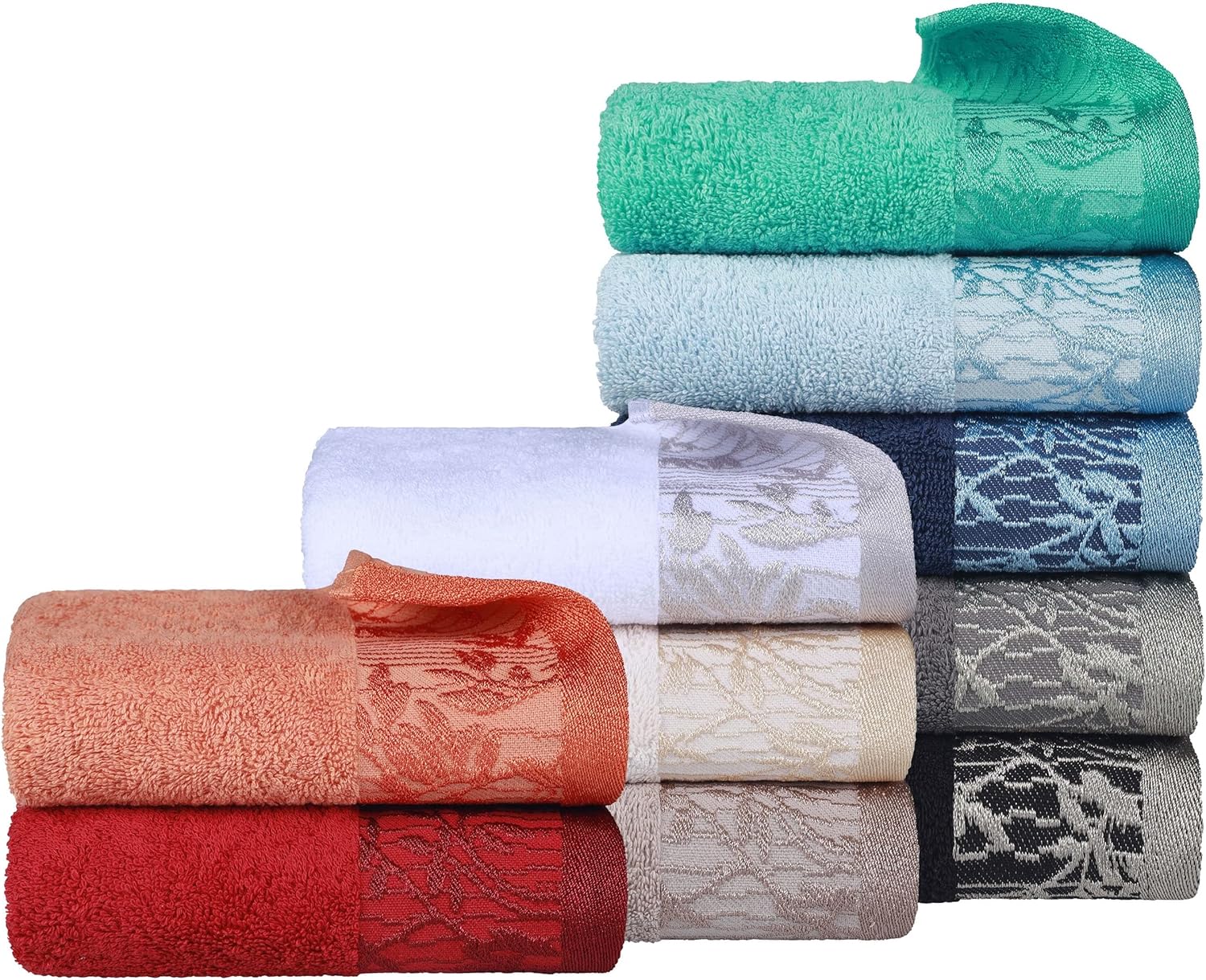 Superior Cotton Hand Towels Set of 4 with Grey Border