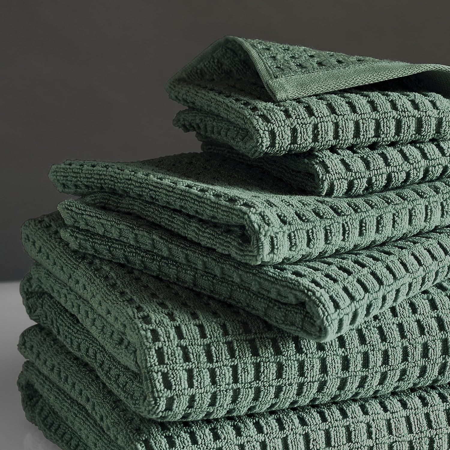 DKNY Quick Dry Cotton Towel Set - 2 Bath 2 Hand 2 Washcloths Moss