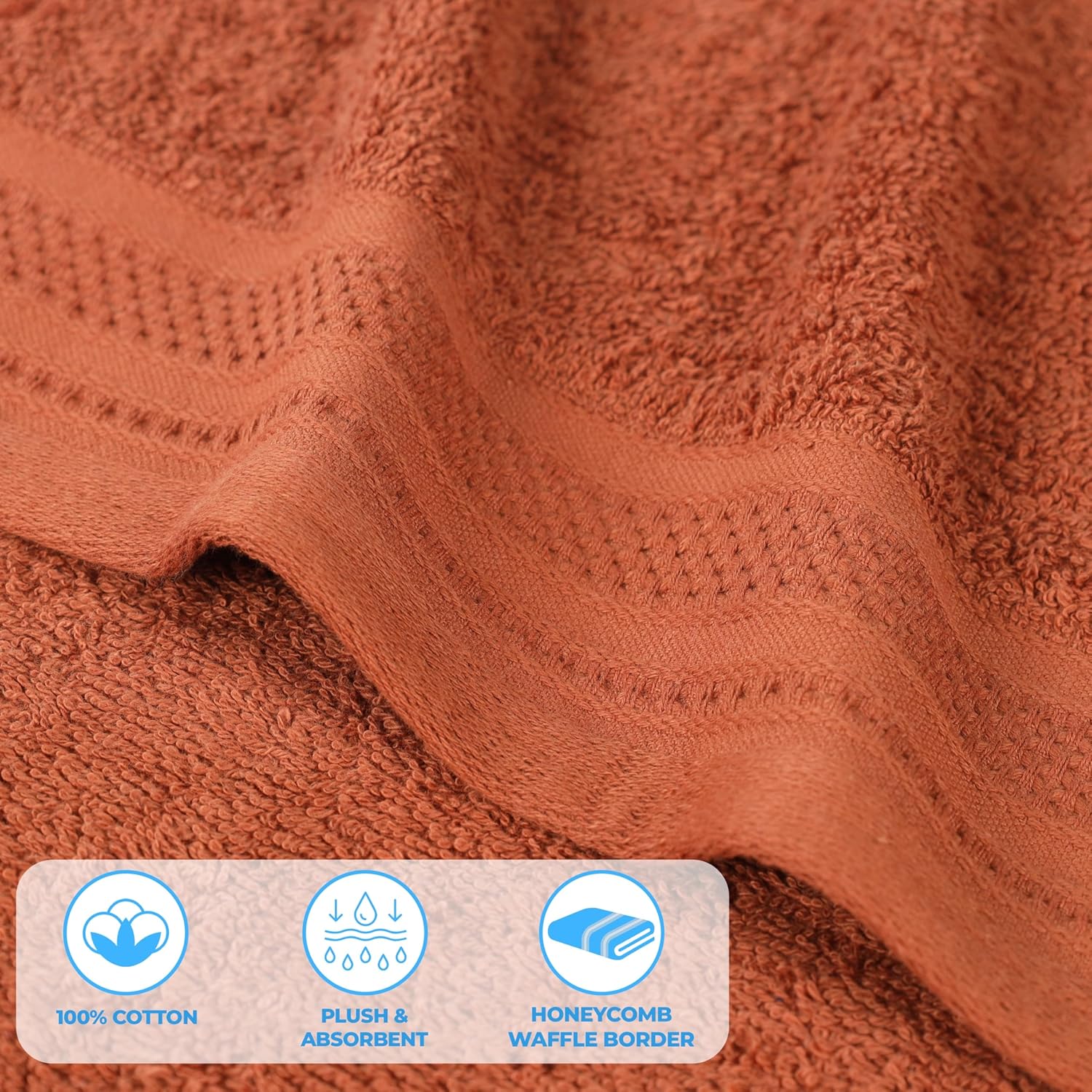 Superior 12-Piece Cotton Towel Set with Waffle Border