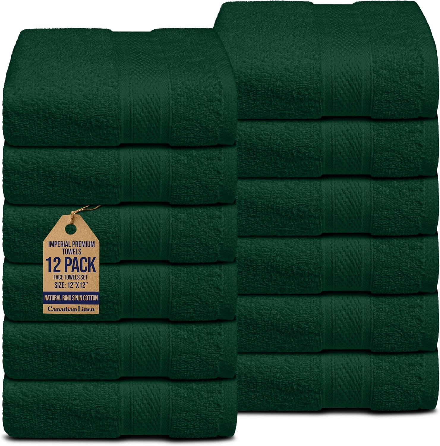 Hunter Green Washcloth Set 12 Pack 12 Inch 100 Cotton