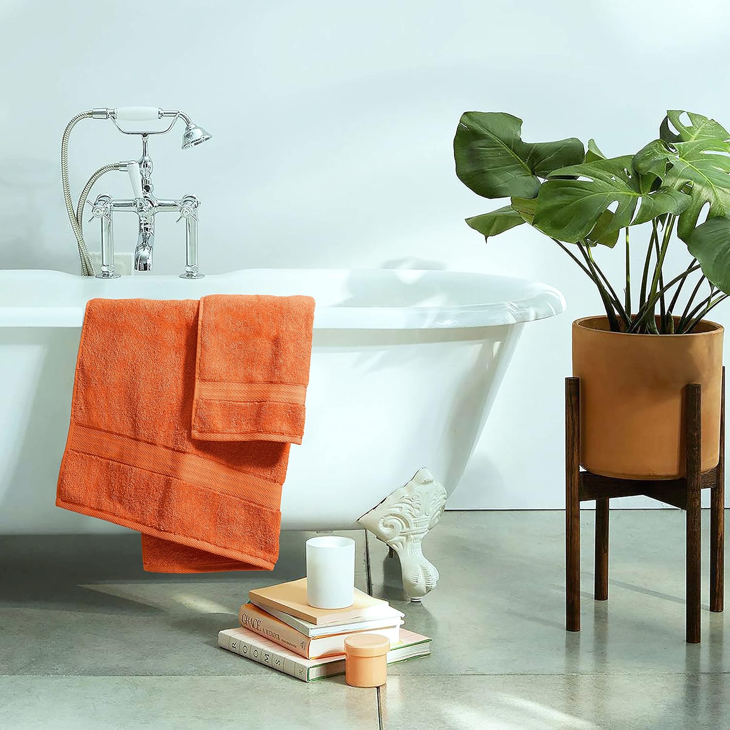GLAMBURG 700 GSM 8-Piece Towel Set - Orange