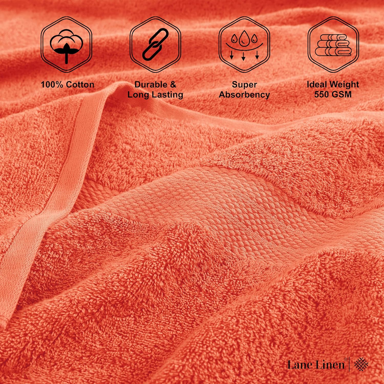 LANE LINEN 100 Cotton Bath Towel Set 4 Pieces