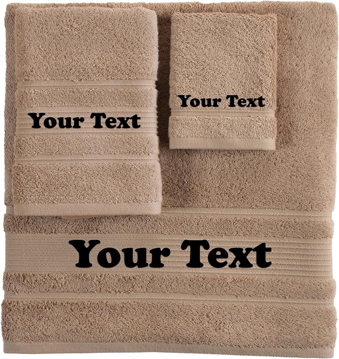 Custom Embroidered 3-Piece Brown Towel Set