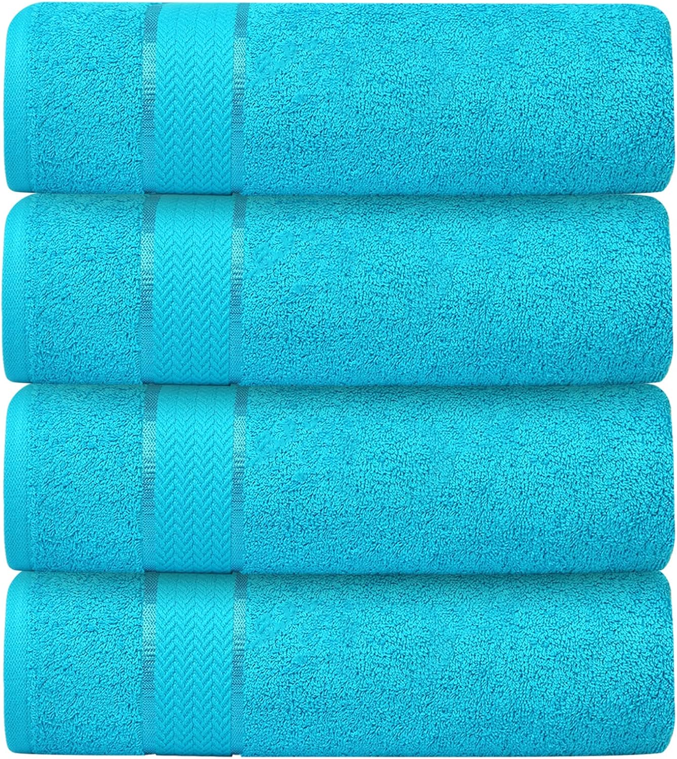 CraftBerry Aqua Blue 100 Cotton Bath Towel Set of 4