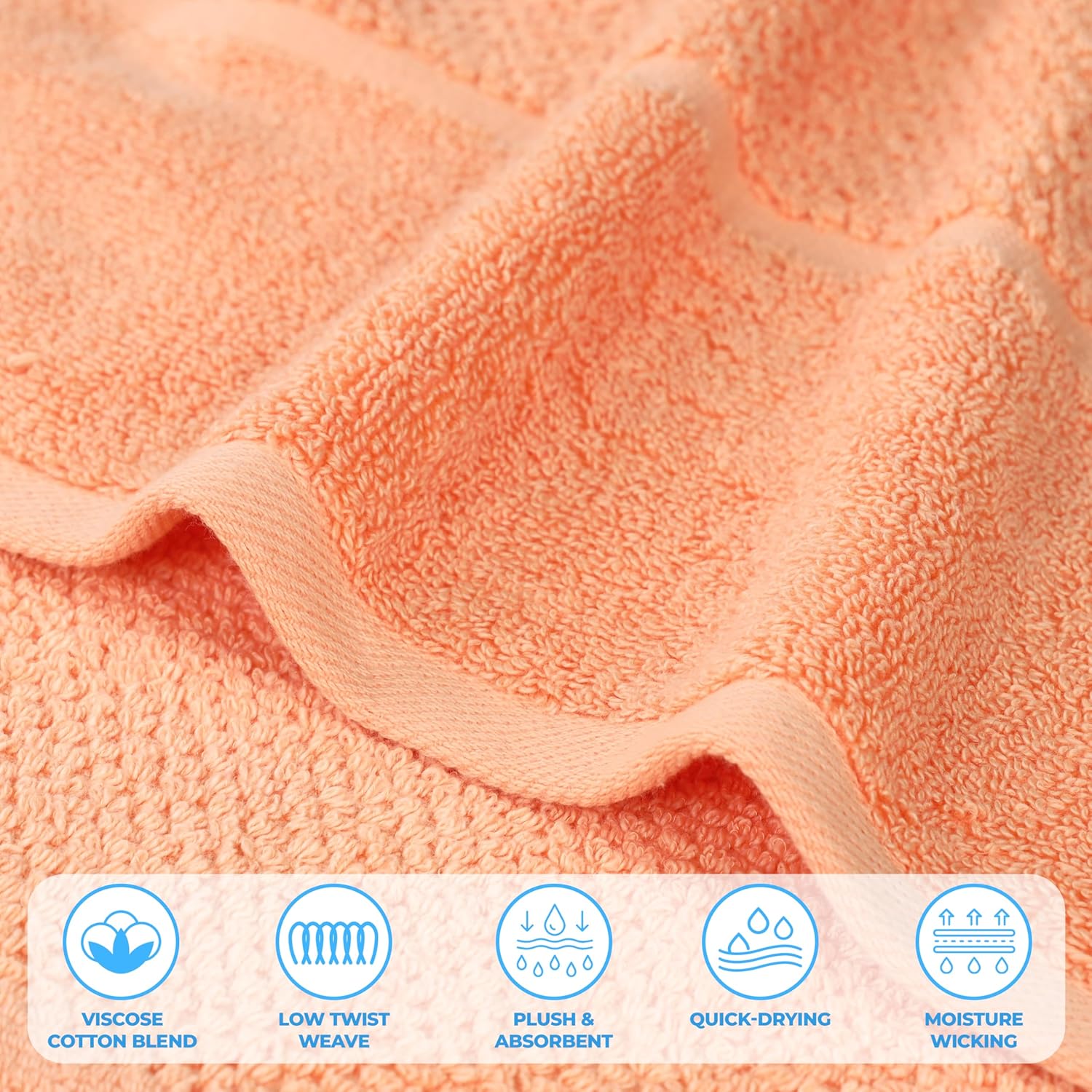 Superior Mile Smart Twist Viscose Cotton Blend Towels Set of 6 Peach