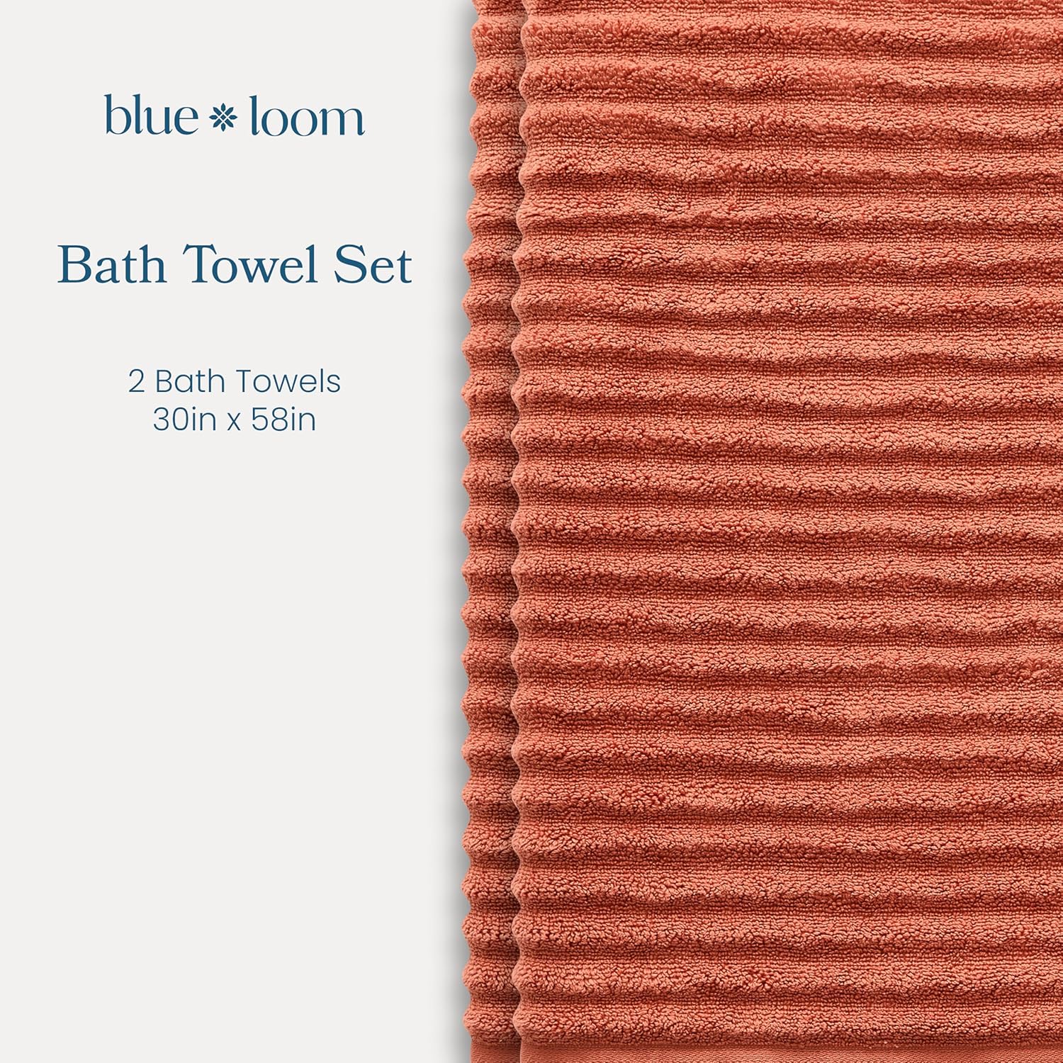 Blue Loom Ribbed Bath Towel Set of 2